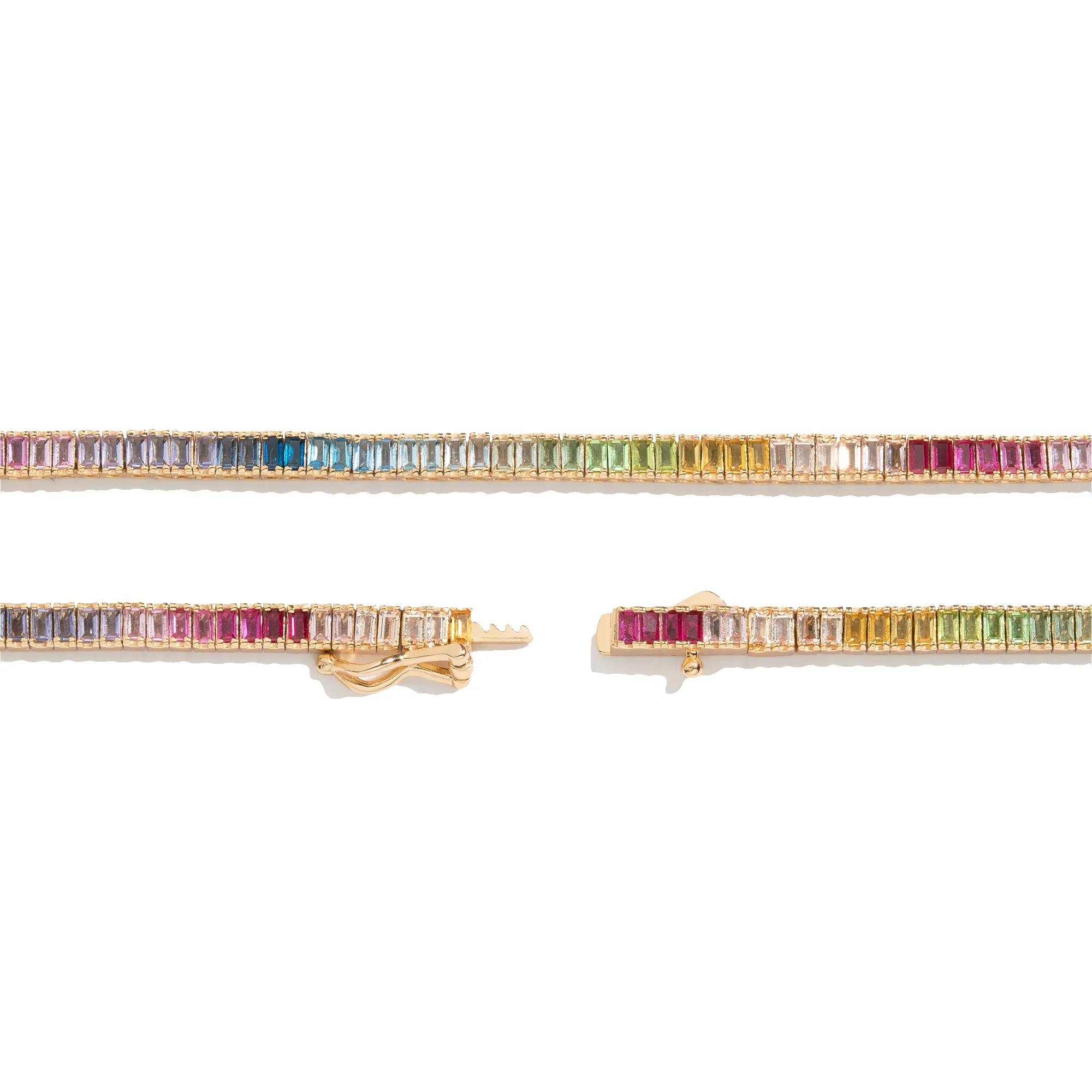 Ombré Rainbow Baguette Tennis Necklace sold by Aurate product image thumbnail 2