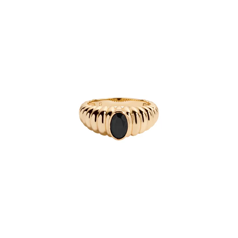 Lab Grown Black Sapphire Art Deco Ring made by Aurate