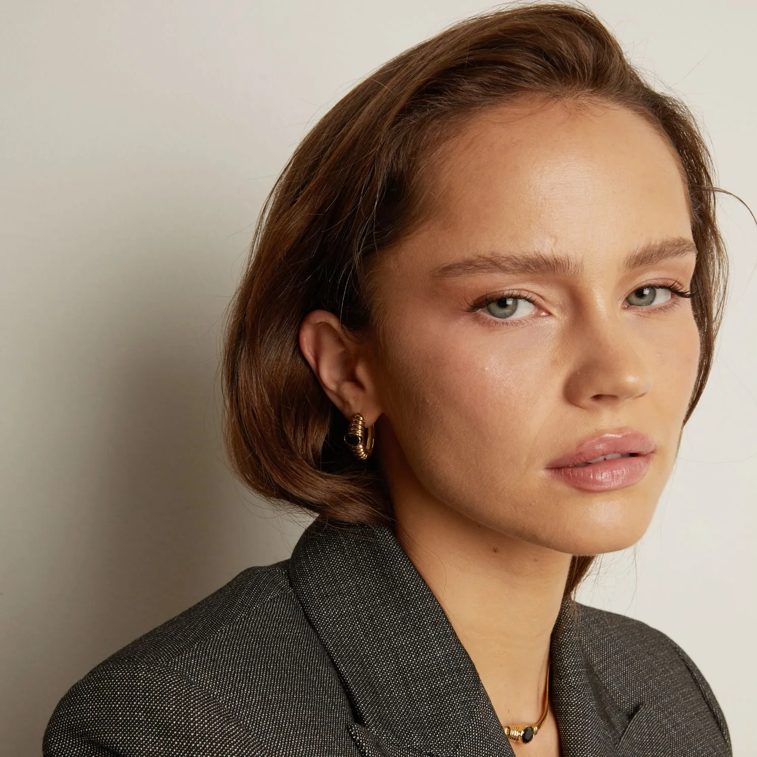 Lab Grown Black Sapphire Art Deco Earrings sold by Aurate product image thumbnail 5