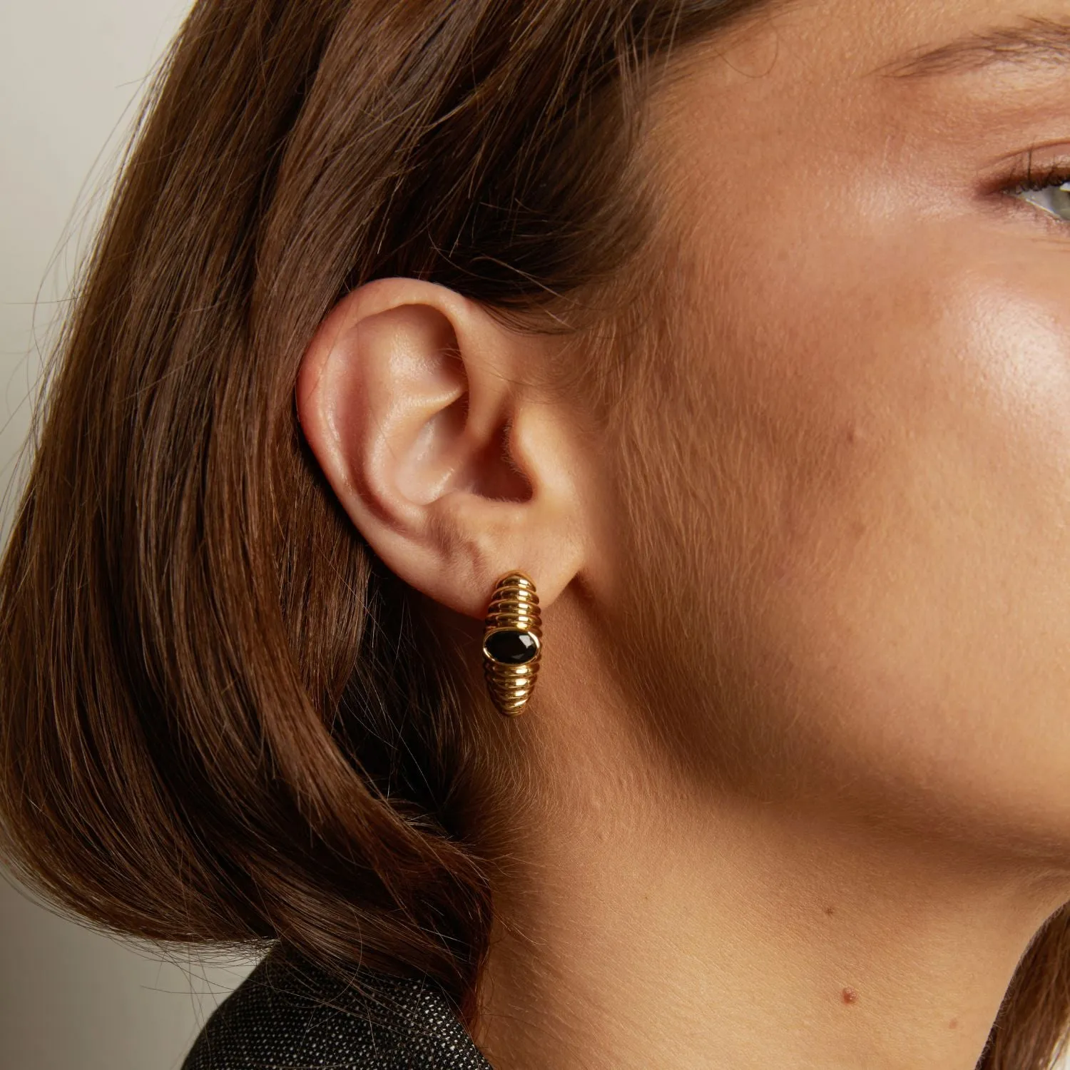 Lab Grown Black Sapphire Art Deco Earrings sold by Aurate product image thumbnail 4