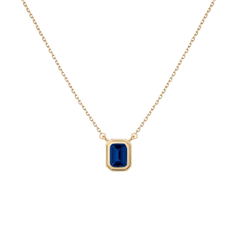 Lab Grown Blue Sapphire Heirloom Necklace sold by Aurate
