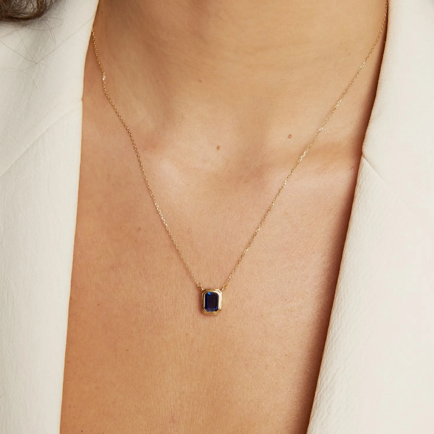 Lab Grown Blue Sapphire Heirloom Necklace sold by Aurate product image thumbnail 4