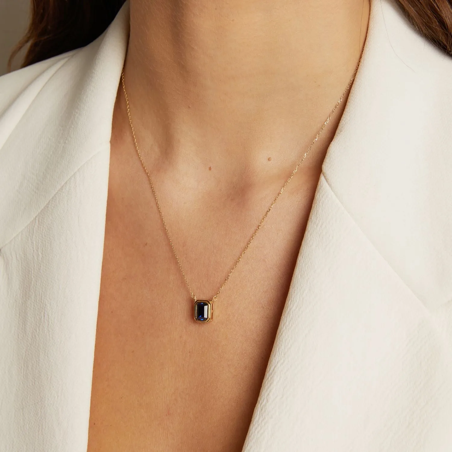 Lab Grown Blue Sapphire Heirloom Necklace sold by Aurate product image thumbnail 5