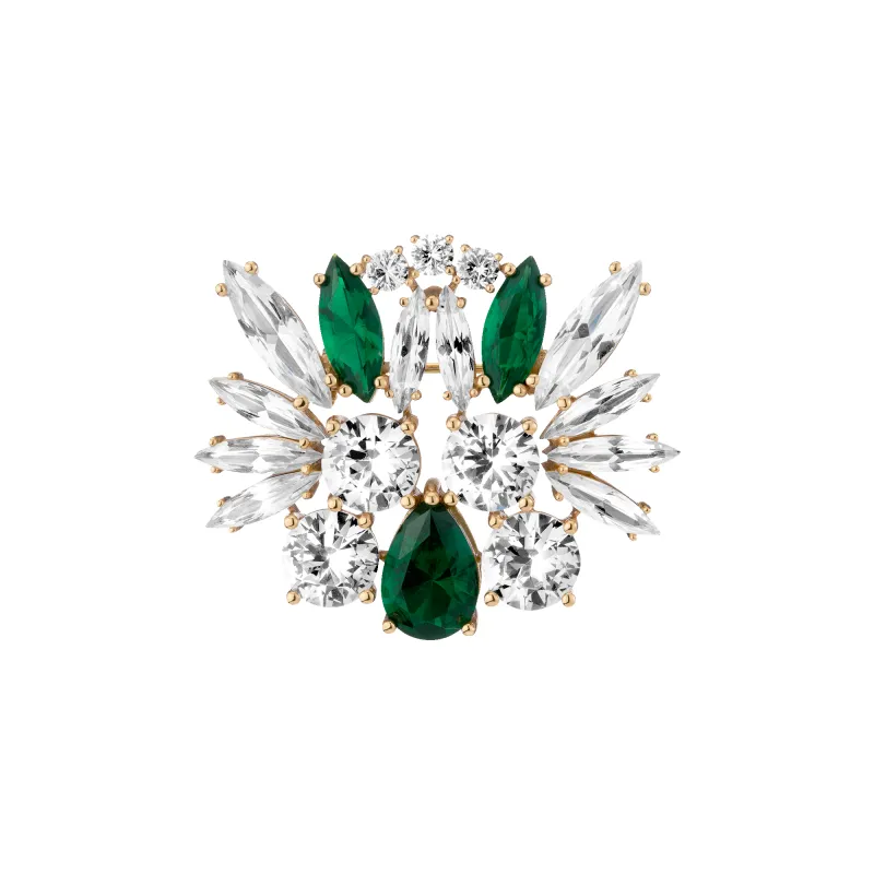 Lab Grown Green Emerald Teardrop Brooch sold by Aurate