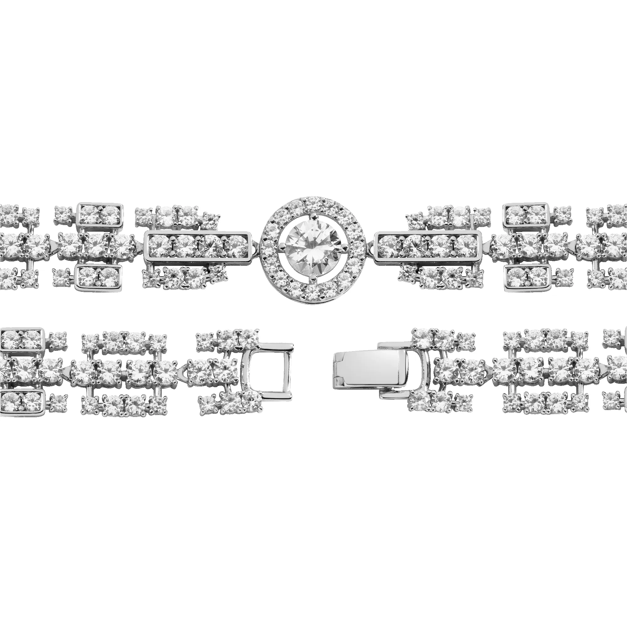 Lab Grown White Sapphire Three Layered Tennis Necklace sold by Aurate product image thumbnail 4