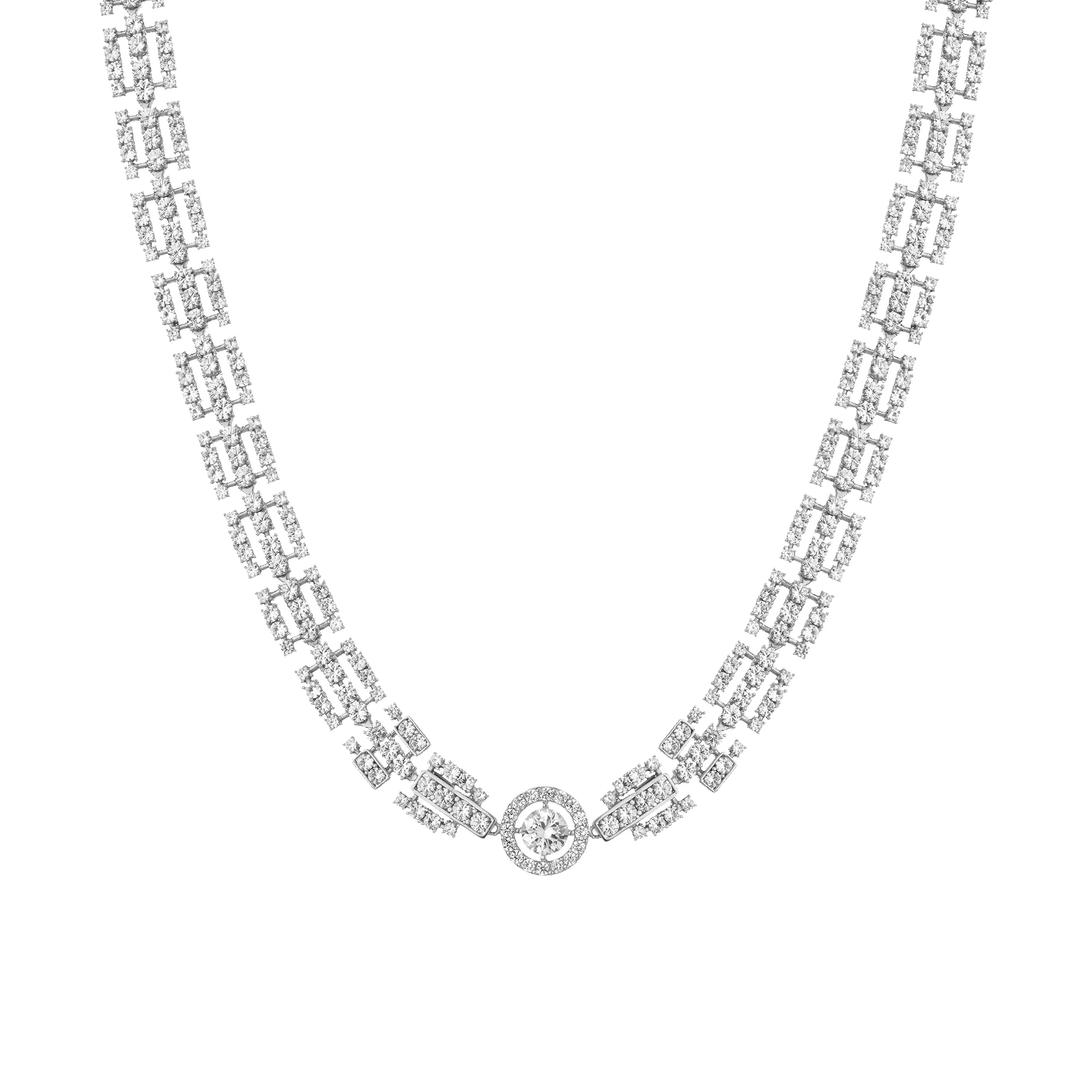 Lab Grown White Sapphire Three Layered Tennis Necklace sold by Aurate product image thumbnail 2