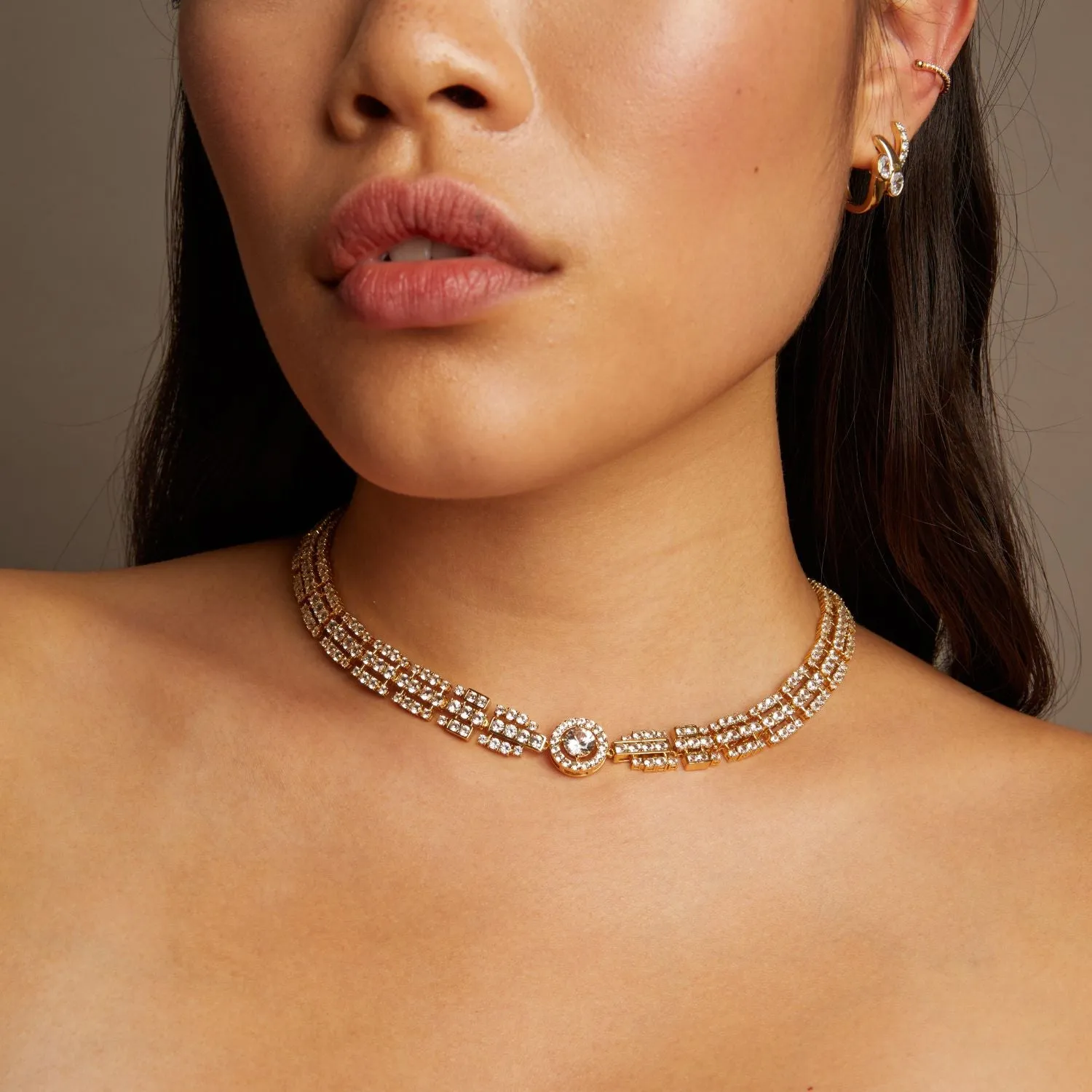 Lab Grown White Sapphire Three Layered Tennis Necklace sold by Aurate product image thumbnail 5