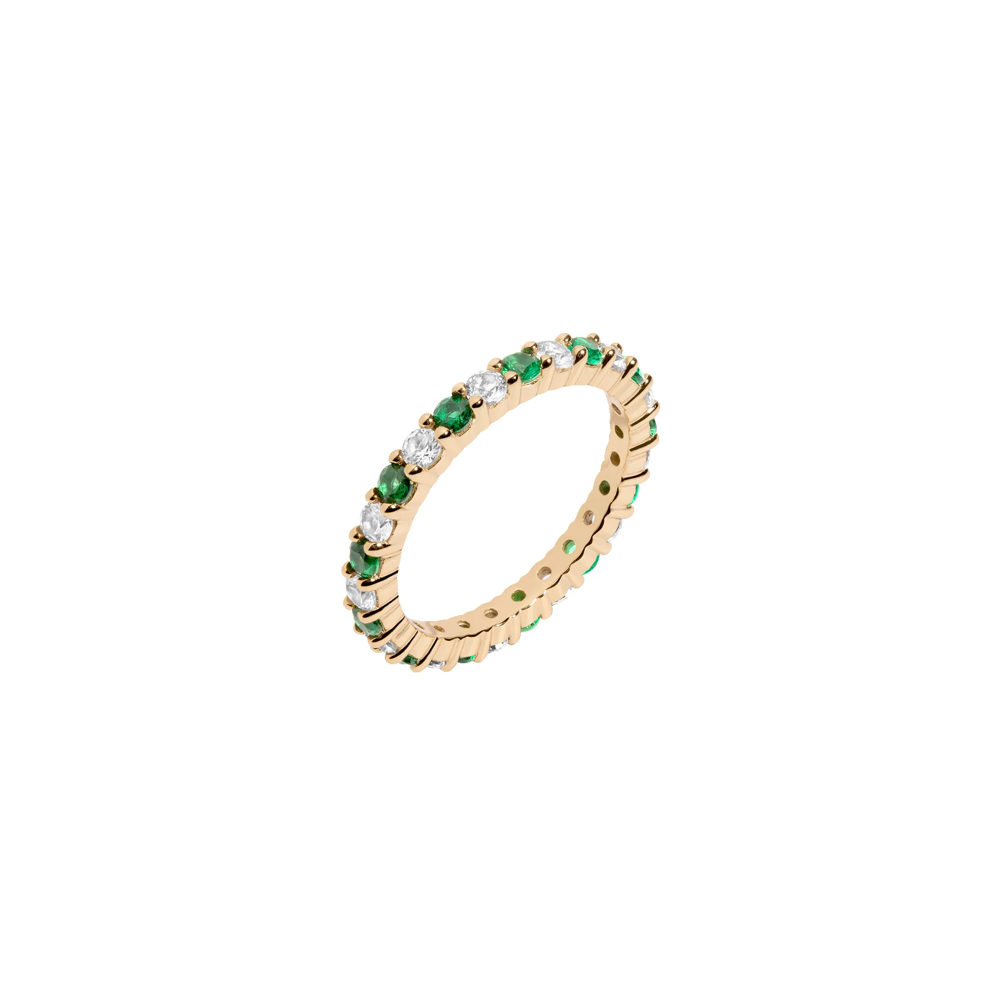 Lab Grown White Sapphire and Green Emerald Alternating Eternity Ring sold by Aurate product image thumbnail 2