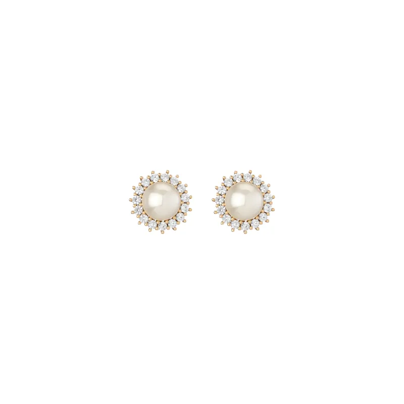 Aurate x Marilyn: Lab Grown White Sapphire Pearl Earrings sold by Aurate