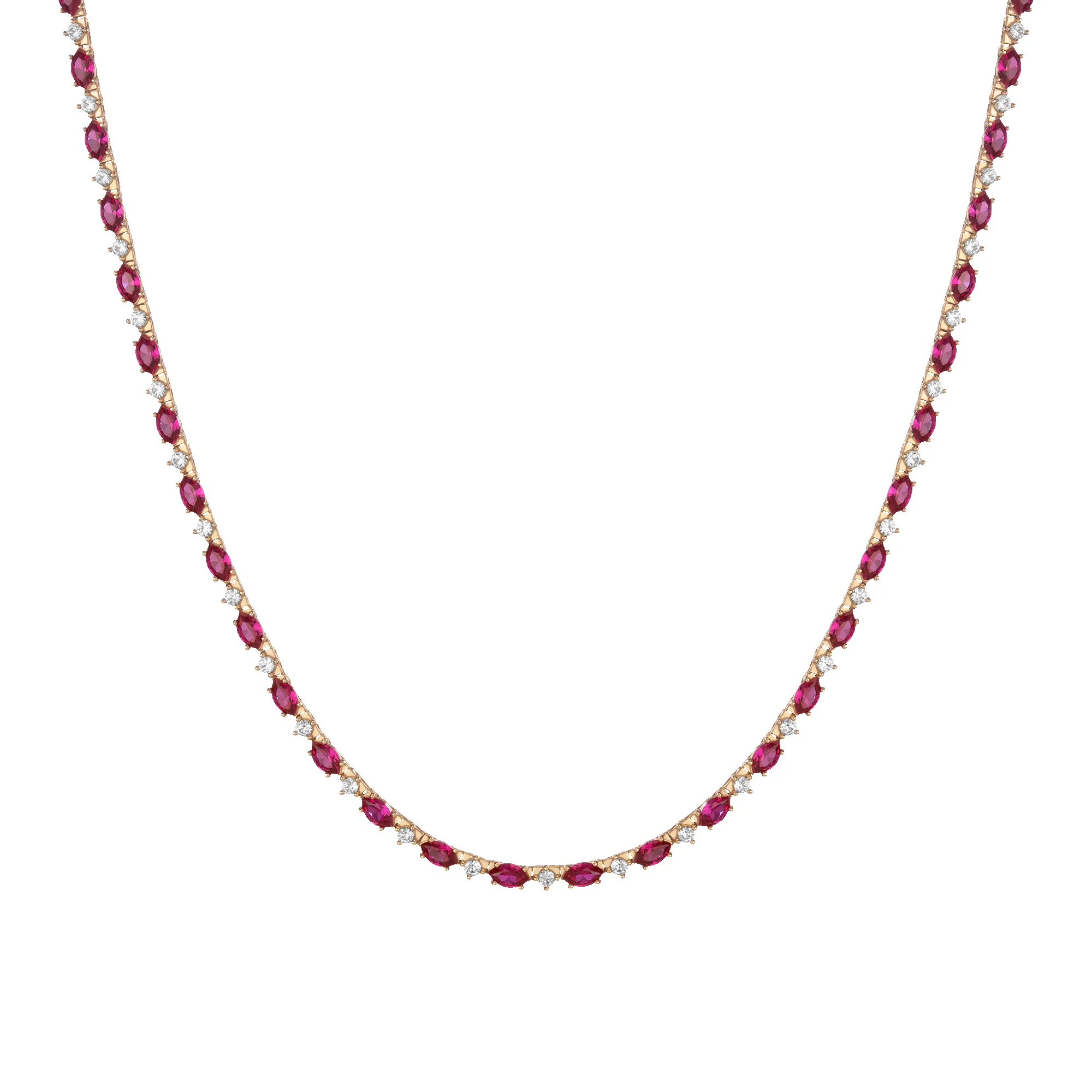 Aurate x Marilyn: Lab Grown Red Marquise Tennis Necklace sold by Aurate