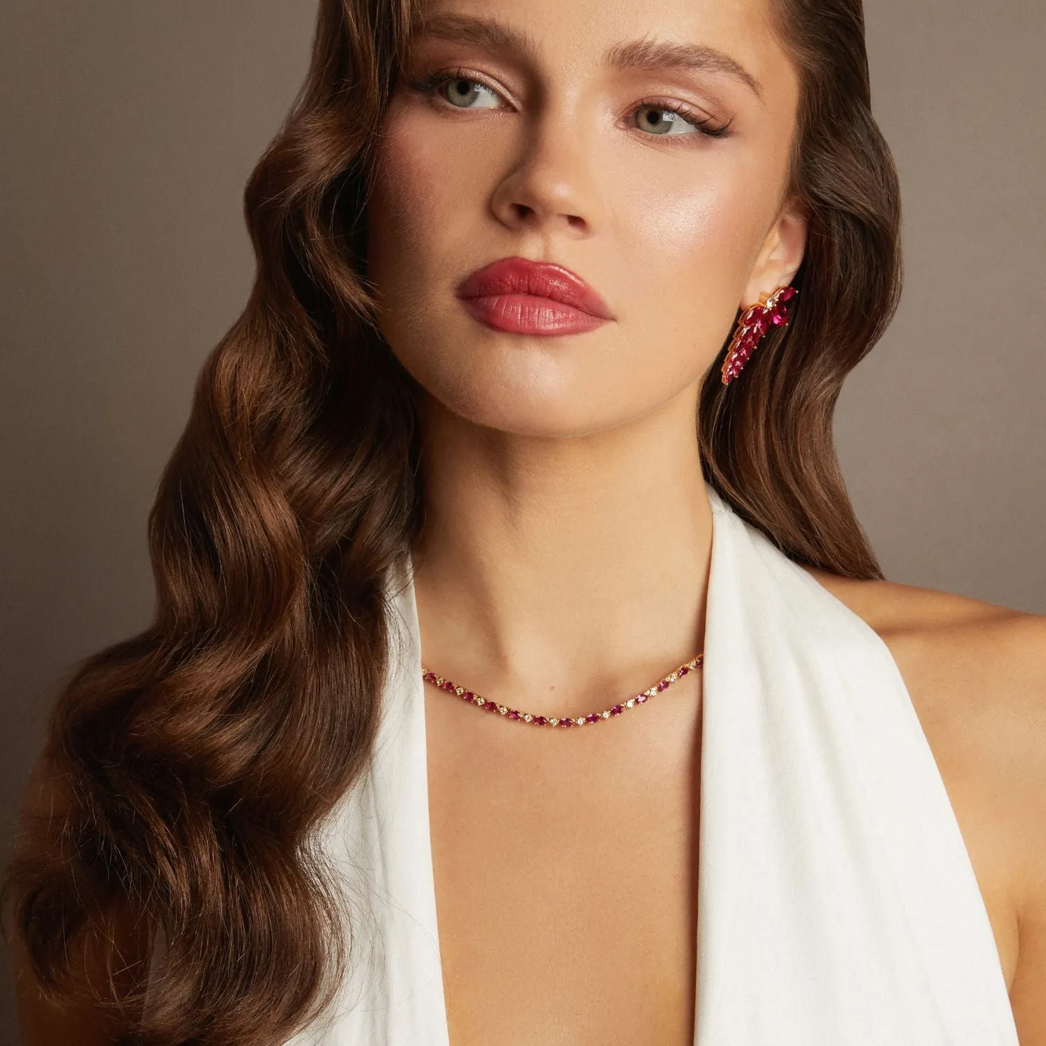 Aurate x Marilyn: Lab Grown Red Marquise Tennis Necklace sold by Aurate product image thumbnail 5