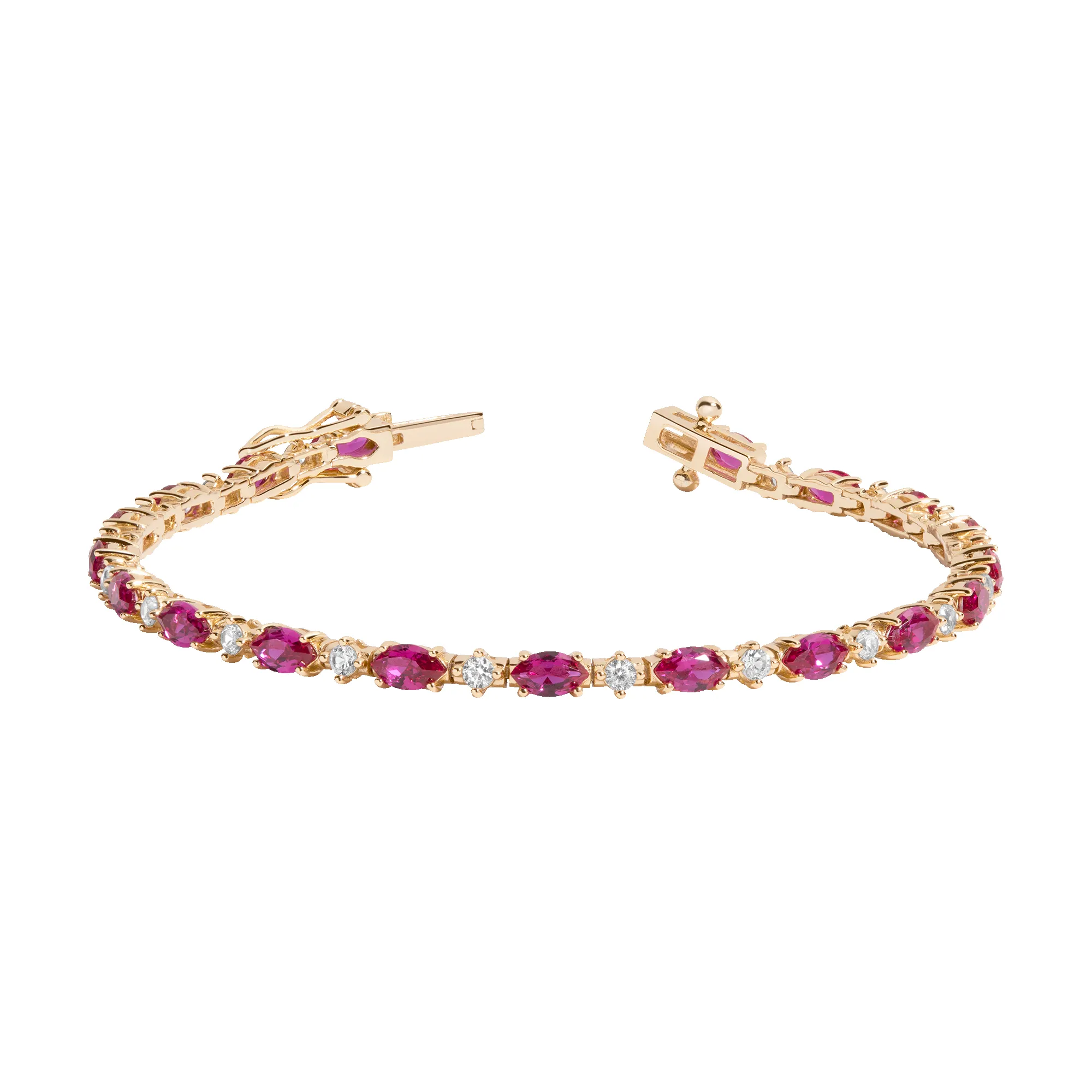 Aurate x Marilyn: Lab Grown Red Marquise Tennis Bracelet sold by Aurate