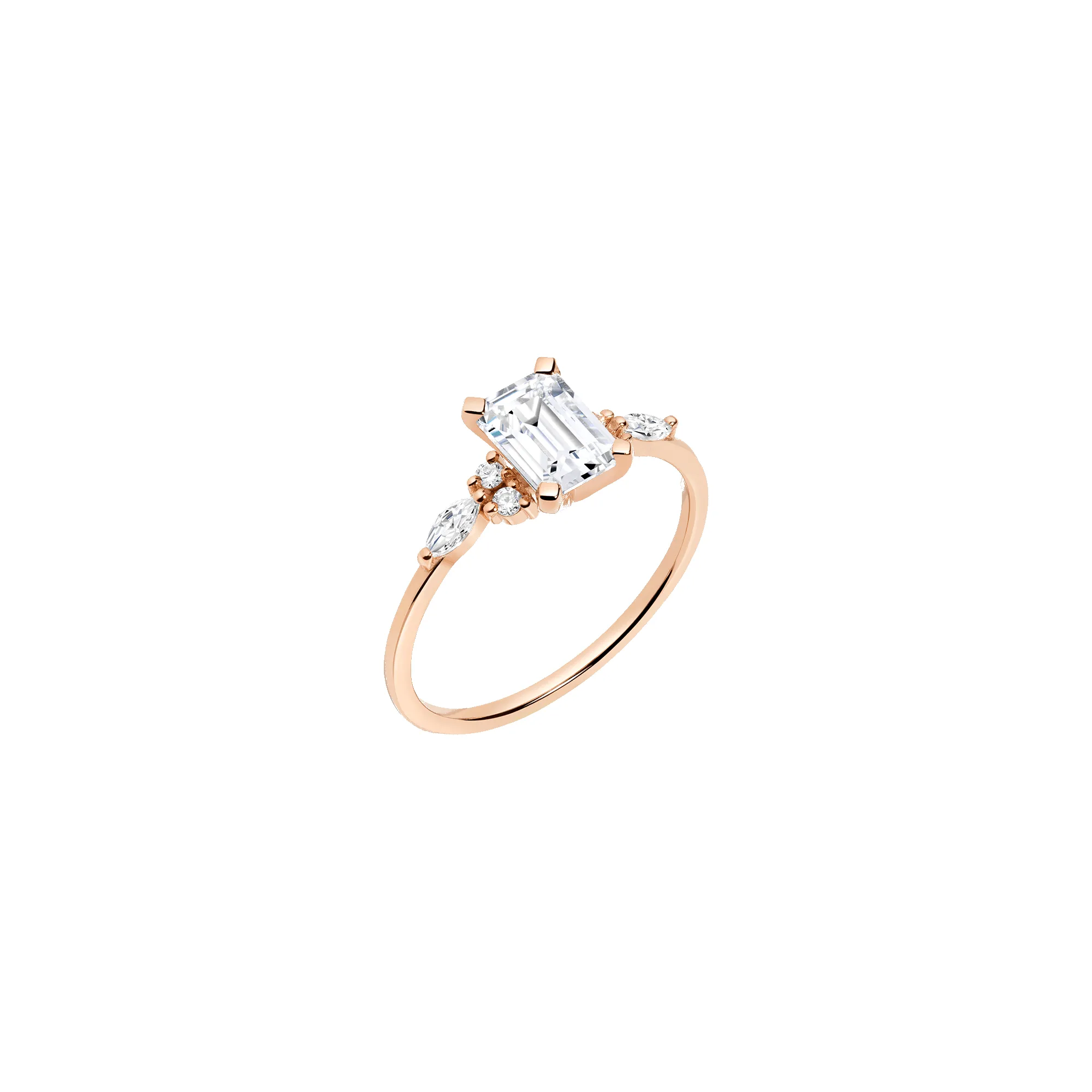 Emerald-Cut Floral Diamond Ring sold by Aurate product image thumbnail 2