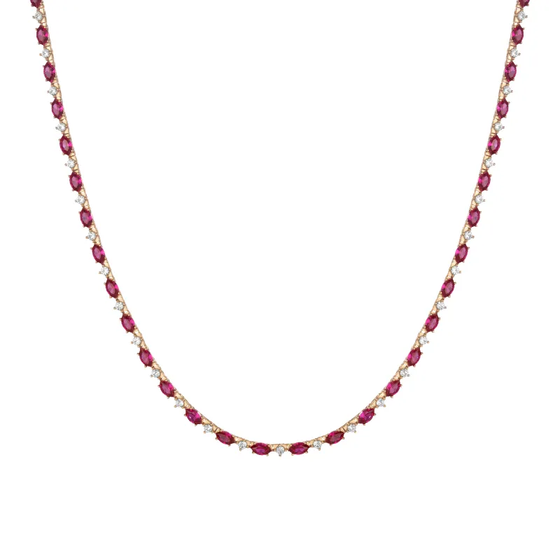 Aurate x Marilyn Monroe: Lab Grown Red Marquise Tennis Necklace sold by Aurate