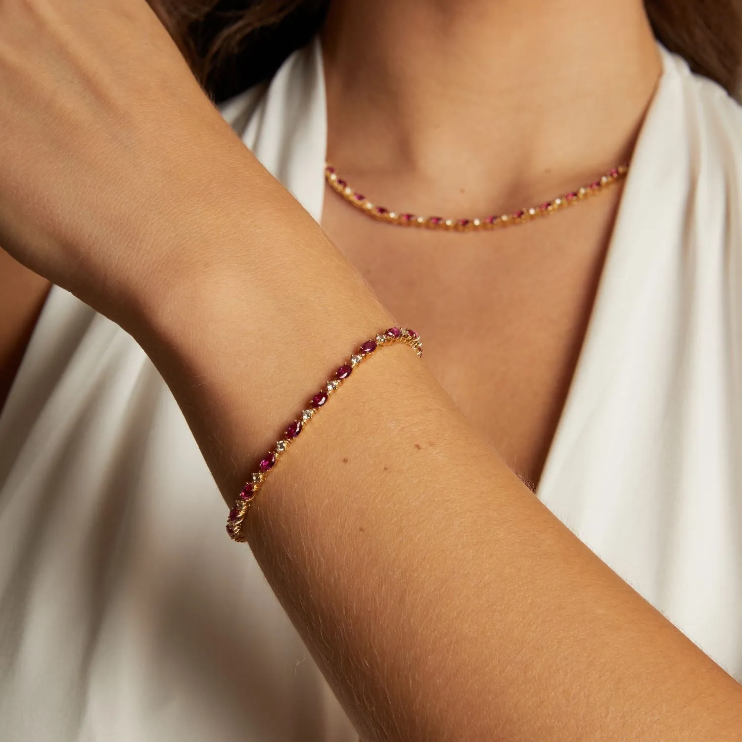 Aurate x Marilyn Monroe: Lab Grown Red Marquise Tennis Bracelet sold by Aurate product image thumbnail 4