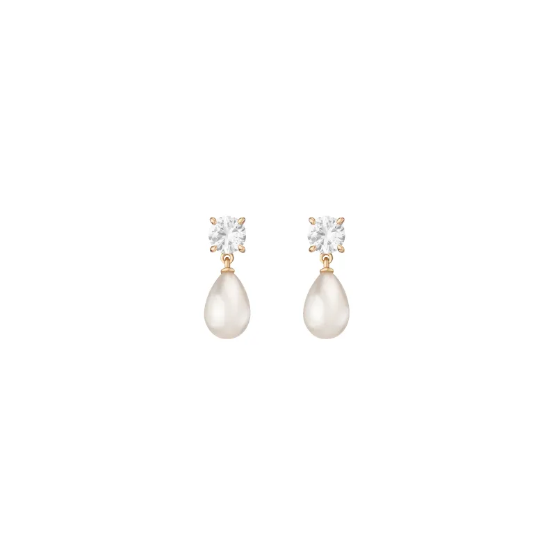 Lab Grown Diamond Pearl Drop Earrings sold by Aurate