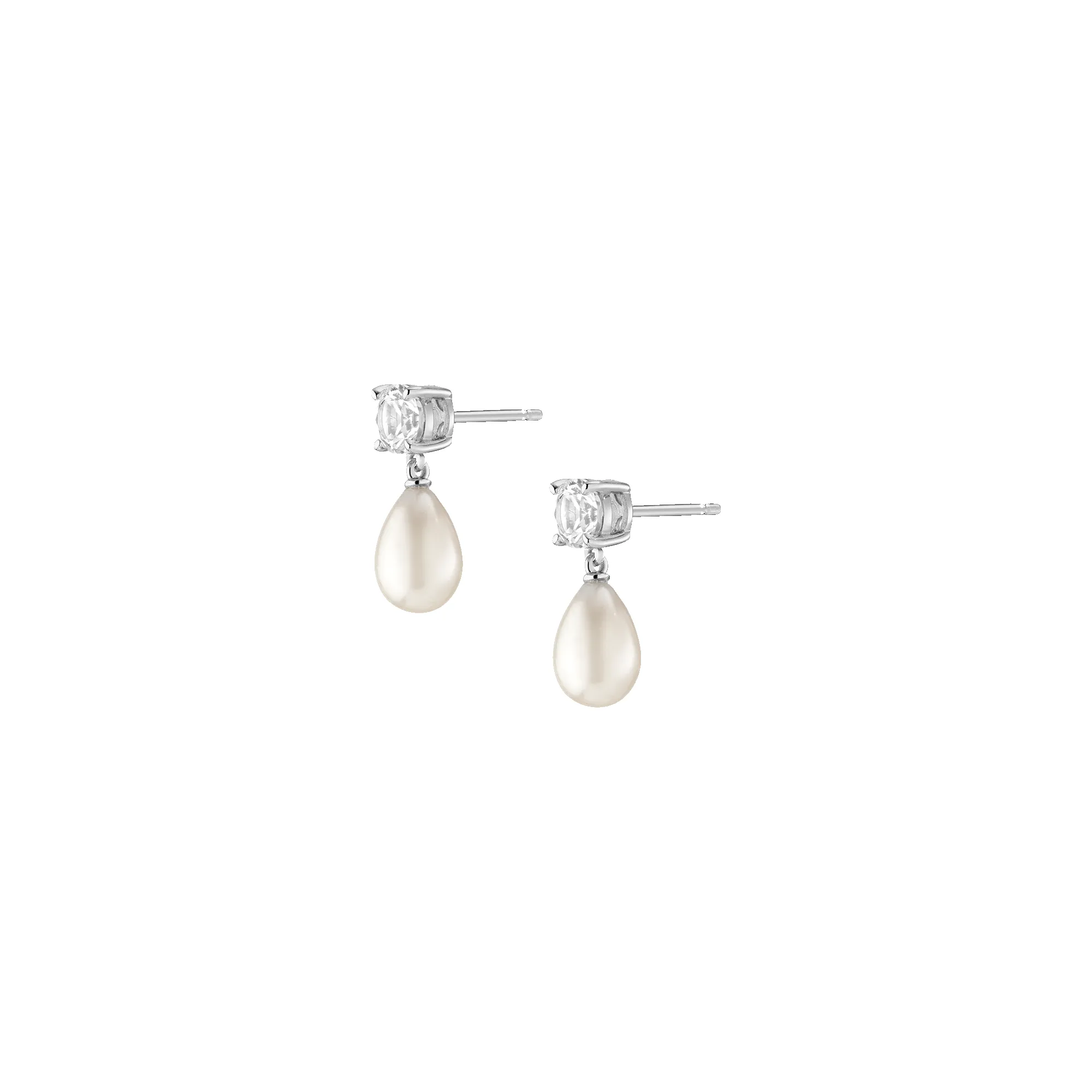 Lab Grown White Sapphire Pearl Drop Earrings sold by Aurate product image thumbnail 4
