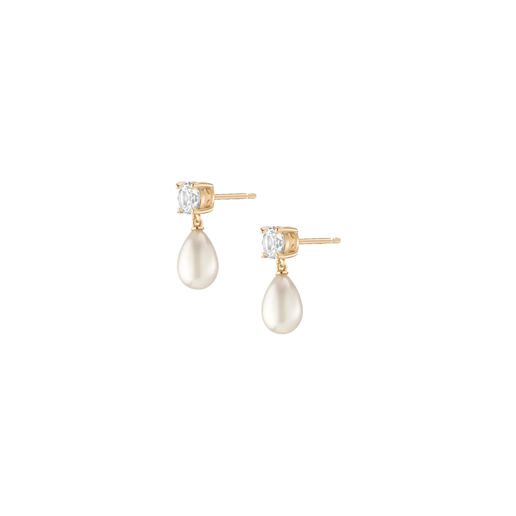 Lab Grown White Sapphire Pearl Drop Earrings sold by Aurate product image thumbnail 2