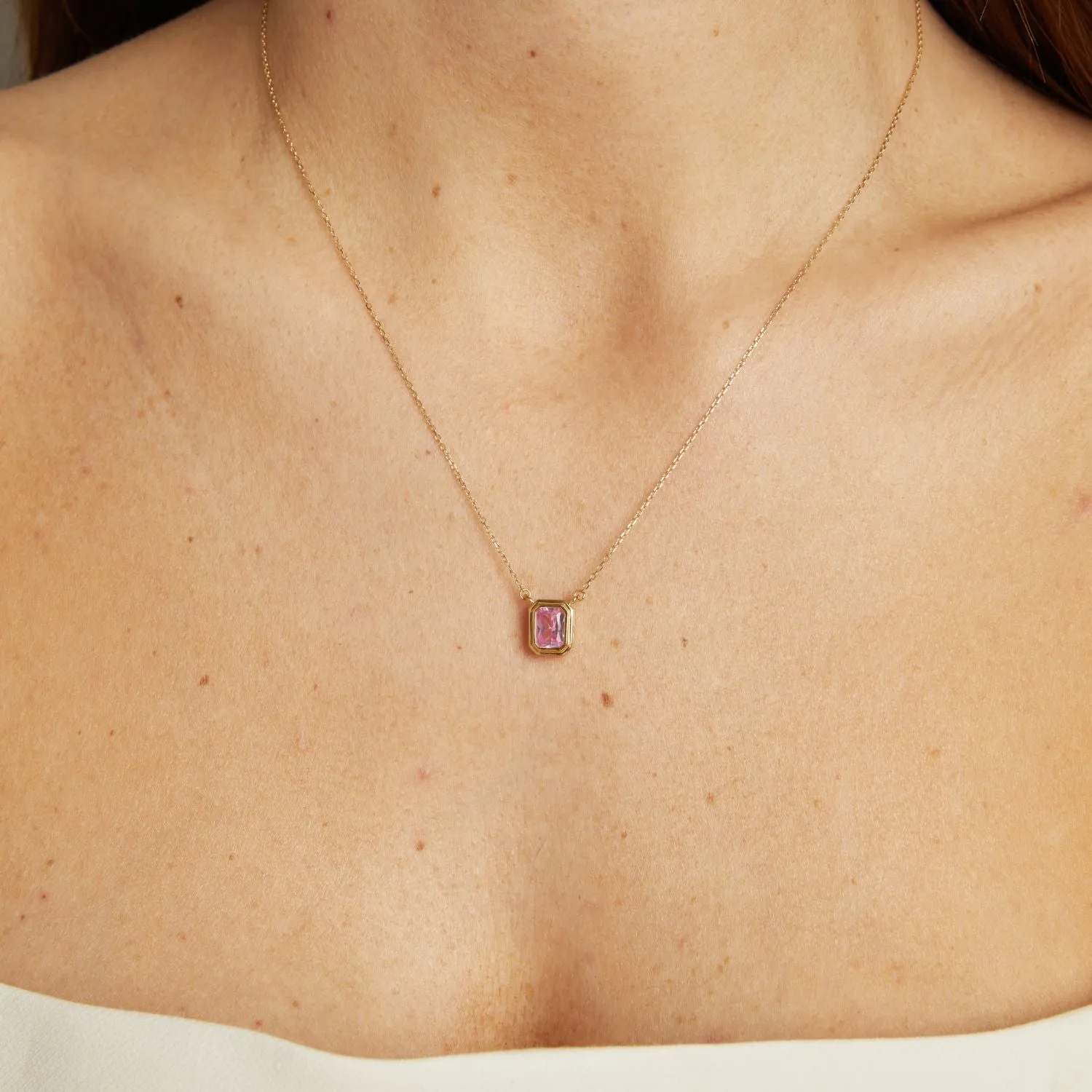 Lab Grown Pink Sapphire Heirloom Necklace sold by Aurate product image thumbnail 5