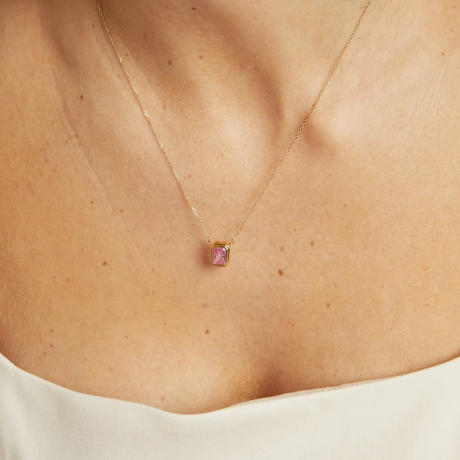 Lab Grown Pink Sapphire Heirloom Necklace sold by Aurate product image thumbnail 3