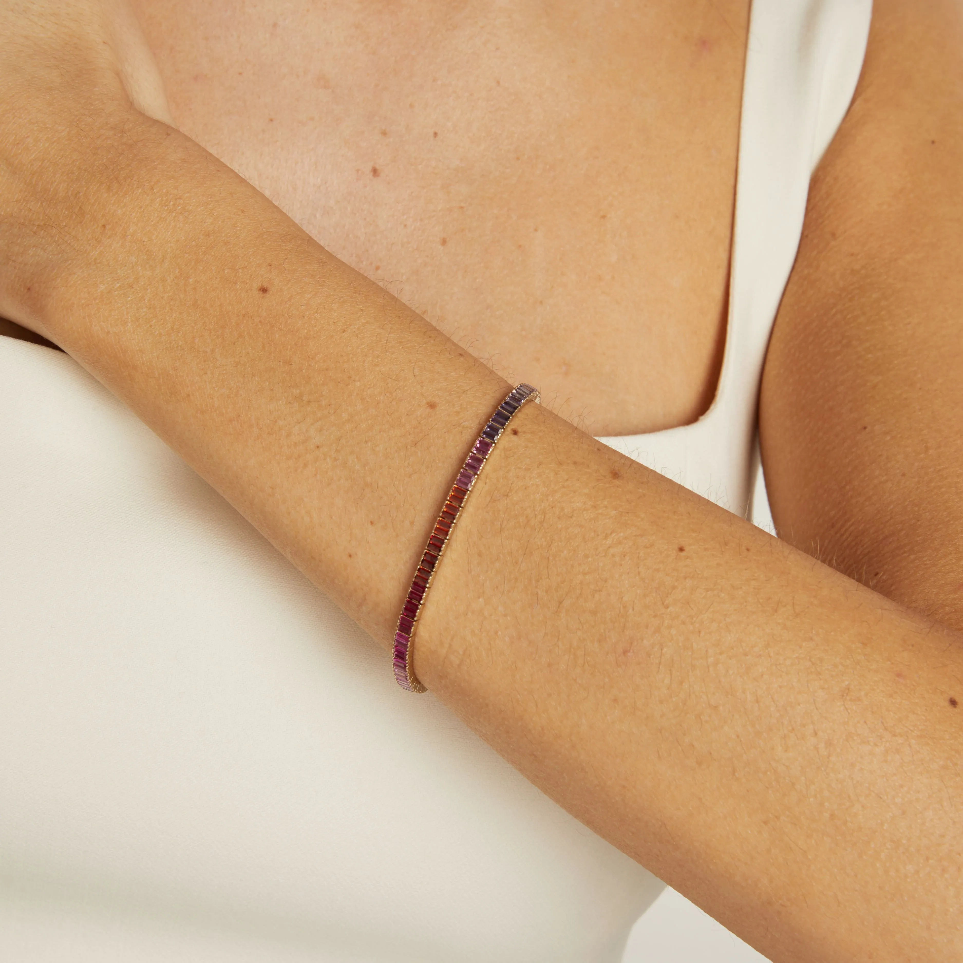 Pink Ombré Baguette Tennis Bracelet sold by Aurate product image thumbnail 4