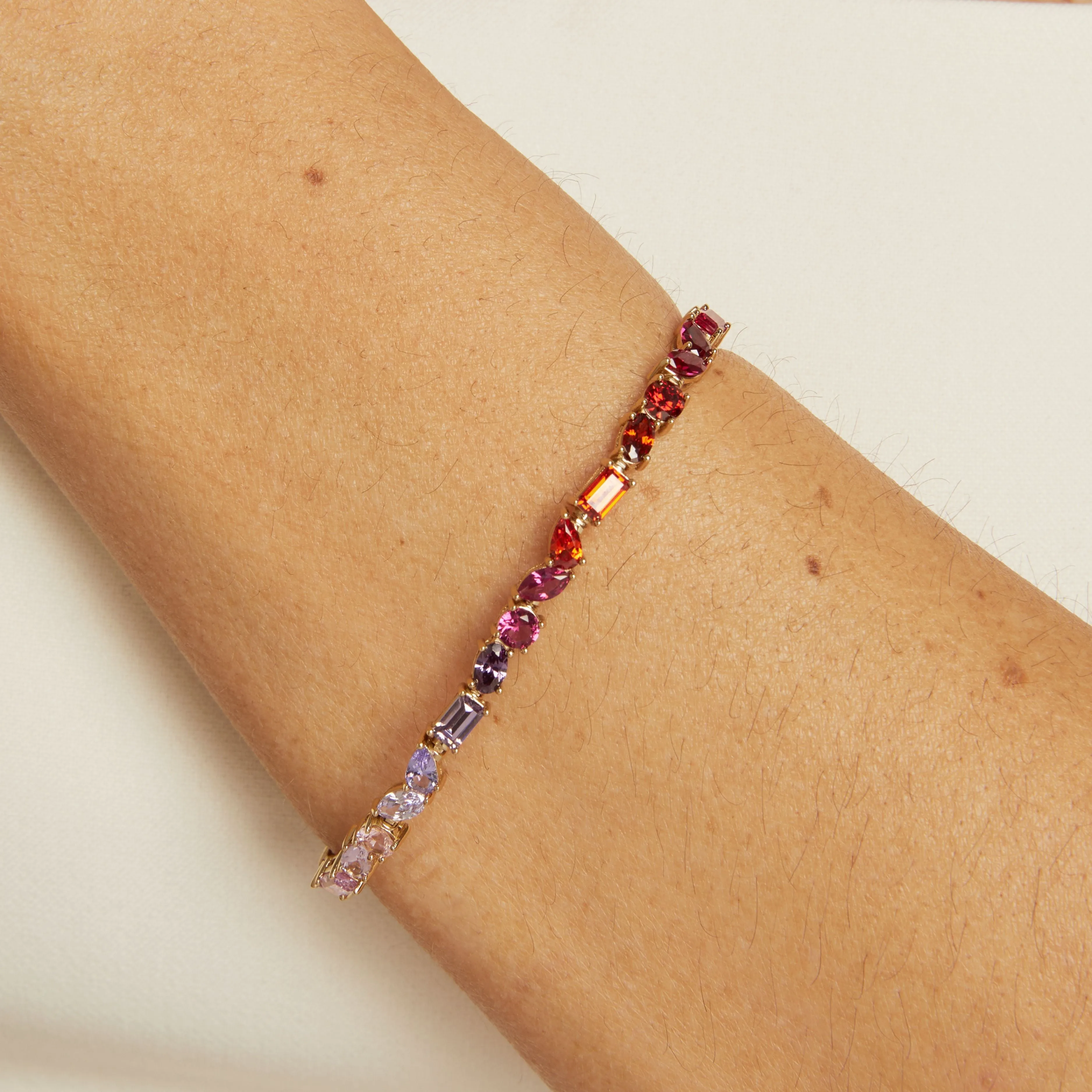 Pink Ombré Mixed Shape Tennis Bracelet sold by Aurate product image thumbnail 3