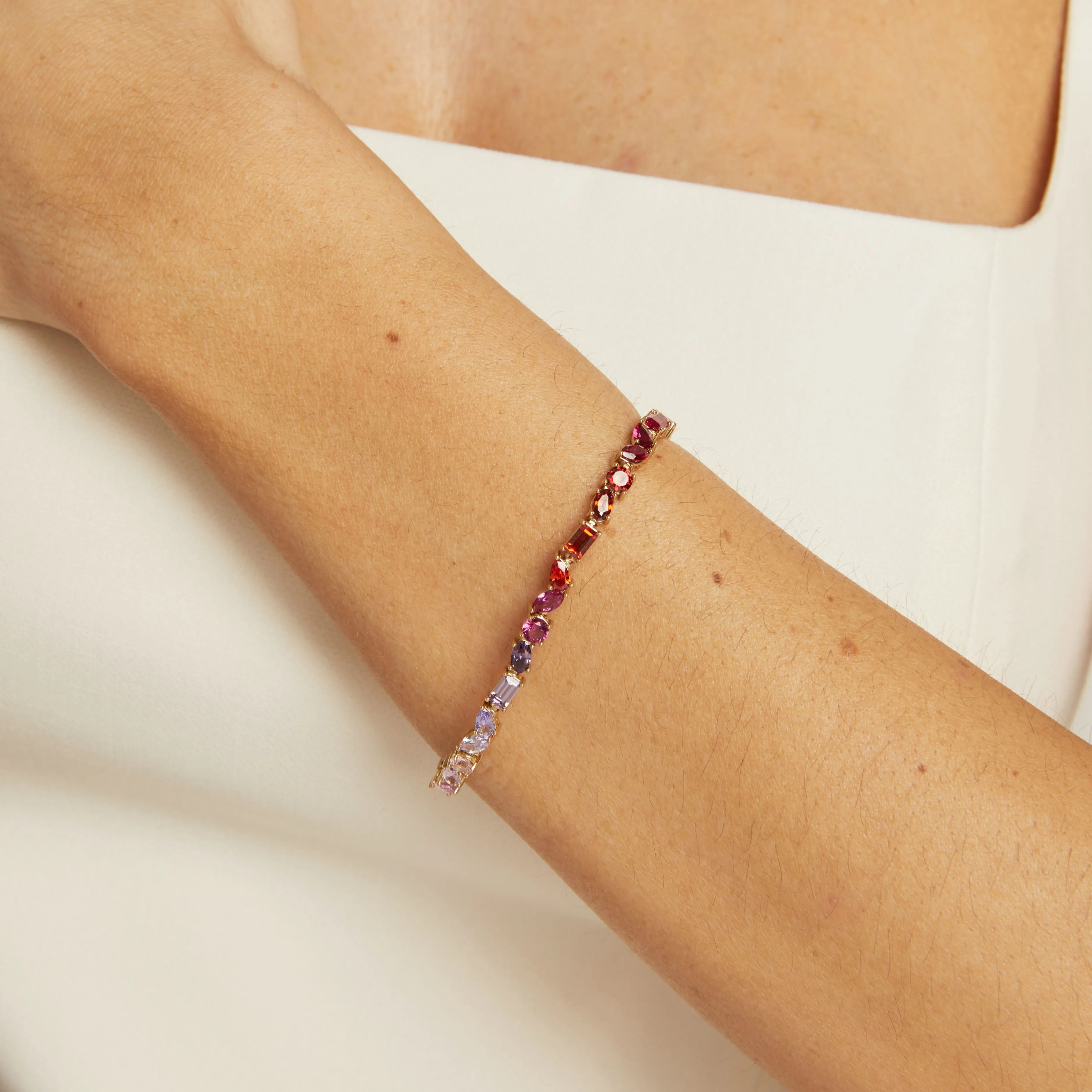 Pink Ombré Mixed Shape Tennis Bracelet sold by Aurate product image thumbnail 4