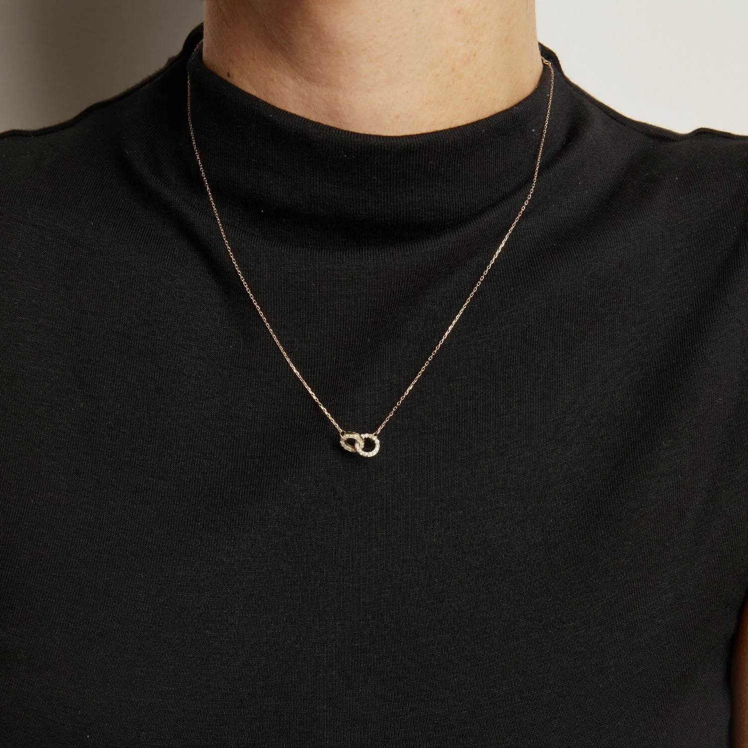 Double Lab Grown White Sapphire Connection Necklace sold by Aurate product image thumbnail 4