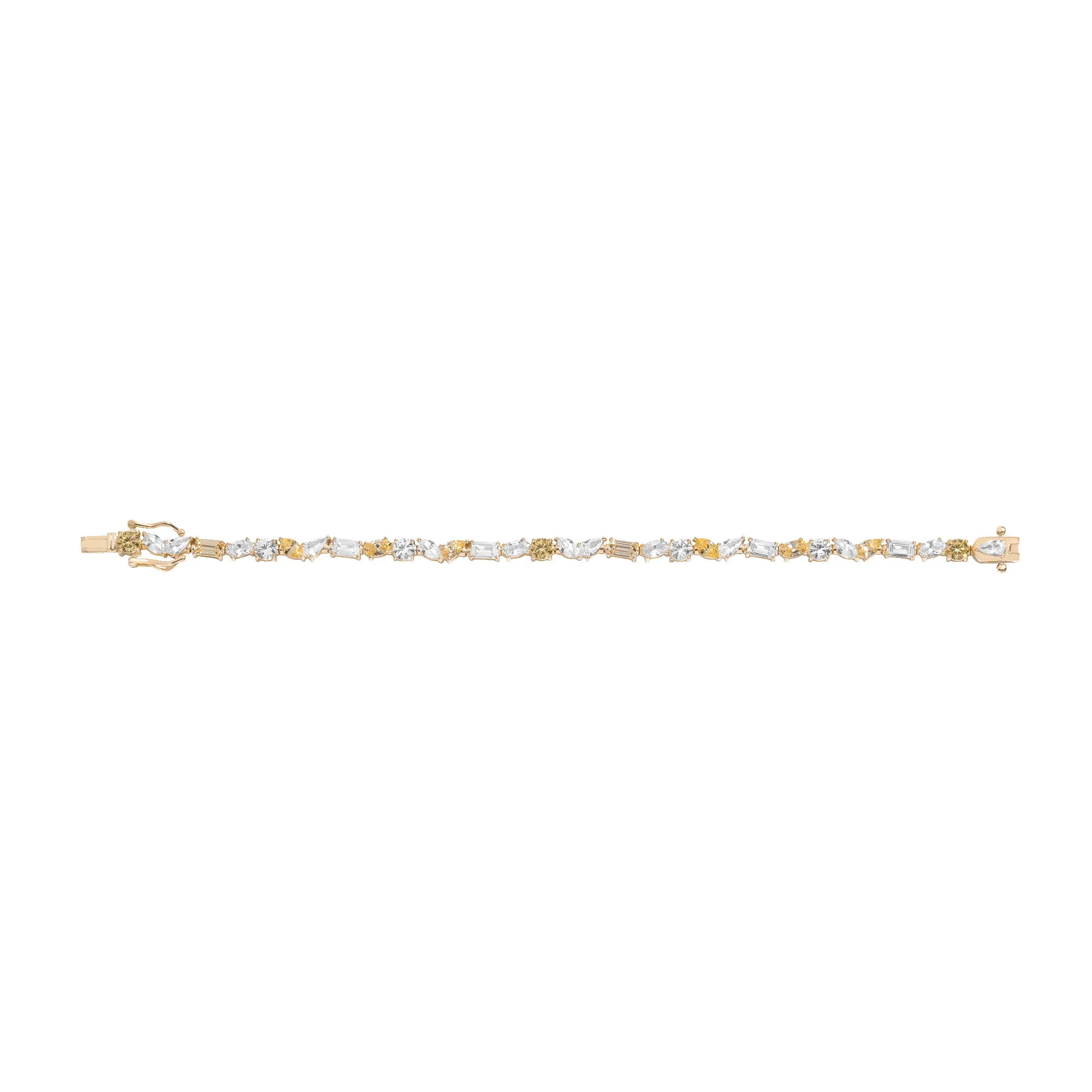 Lab Grown White Sapphire and Canary Mixed Shape Tennis Bracelet sold by Aurate product image thumbnail 2