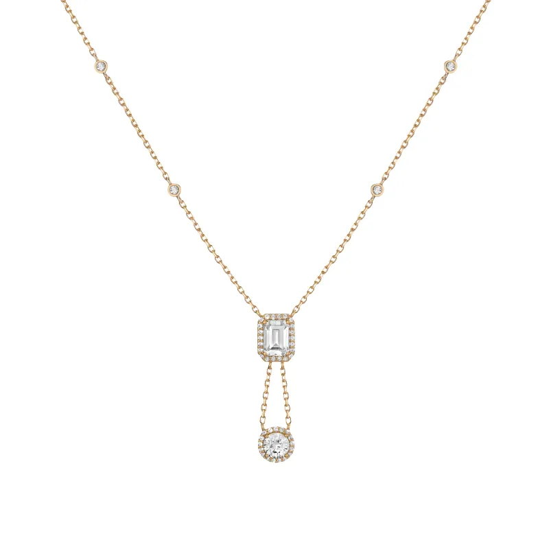 Lab Grown White Sapphire Edwardian Lariat Necklace sold by Aurate