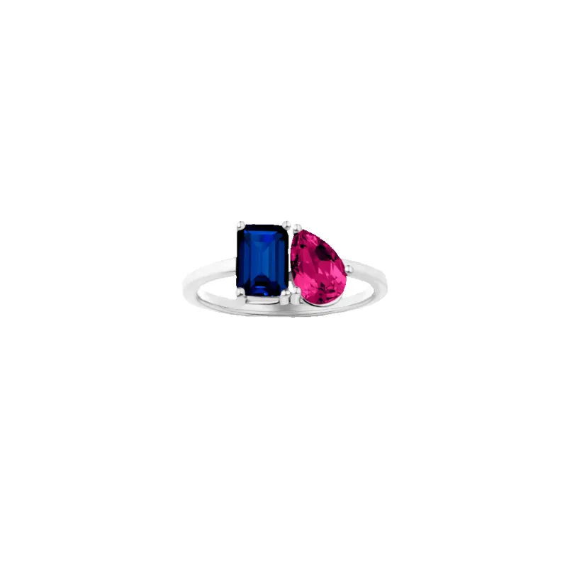 Toi et Moi Gemstone Classic Ring - Blue Sapphire & Red Ruby made by Aurate