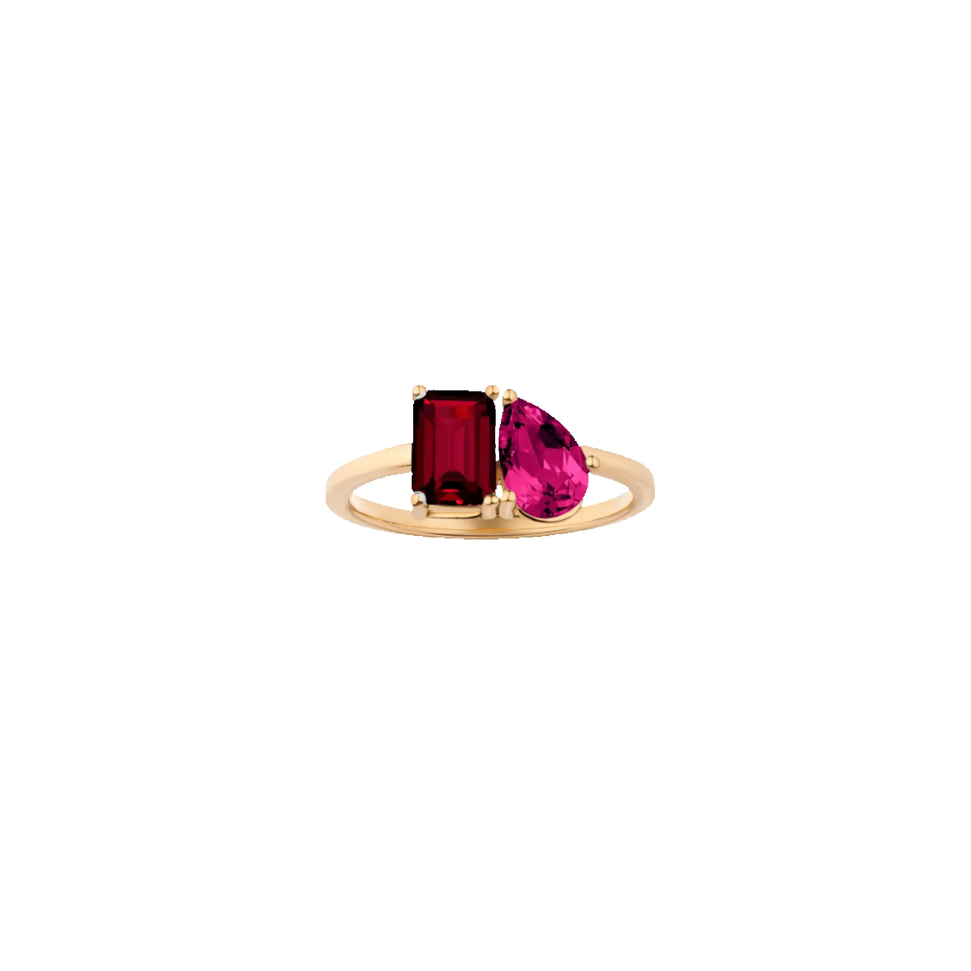 Toi et Moi Gemstone Classic Ring - Red Garnet & Red Ruby sold by Aurate