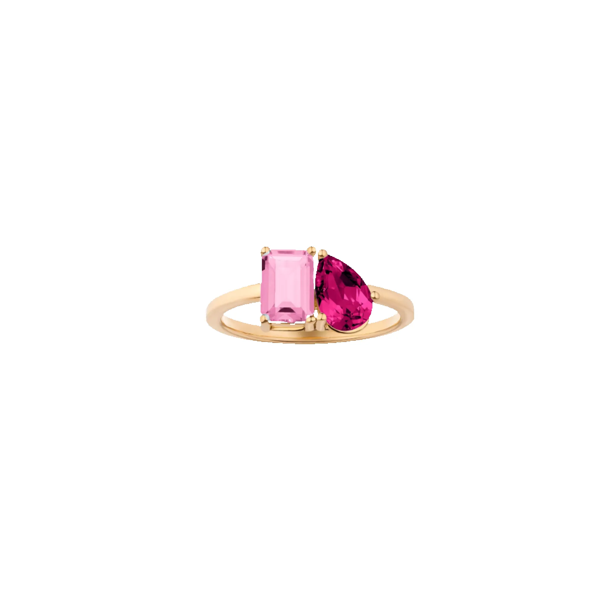 Toi et Moi Gemstone Classic Ring - Pink Tourmaline & Red Ruby sold by Aurate