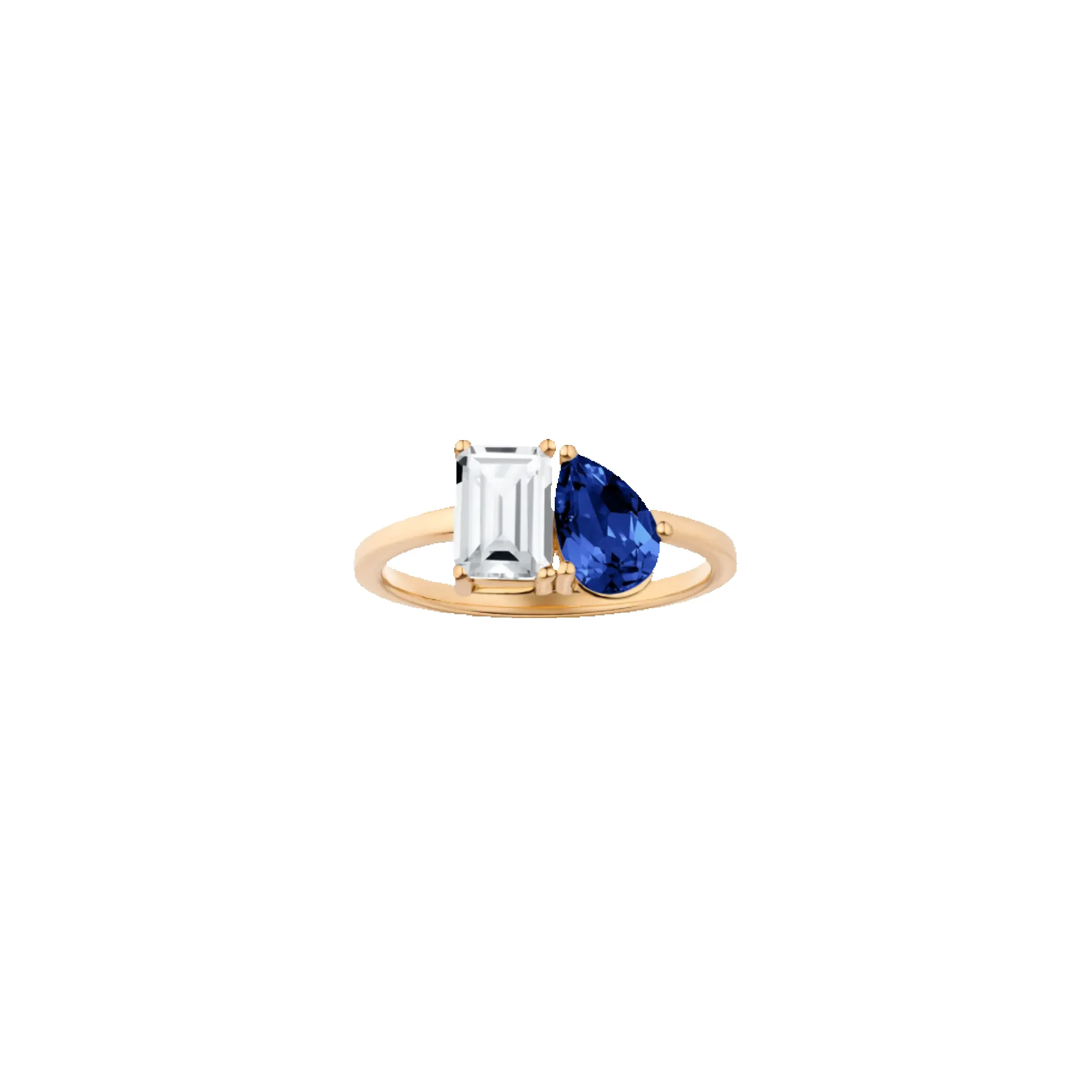 Toi et Moi Gemstone Classic Ring - White Topaz & Blue Sapphire sold by Aurate