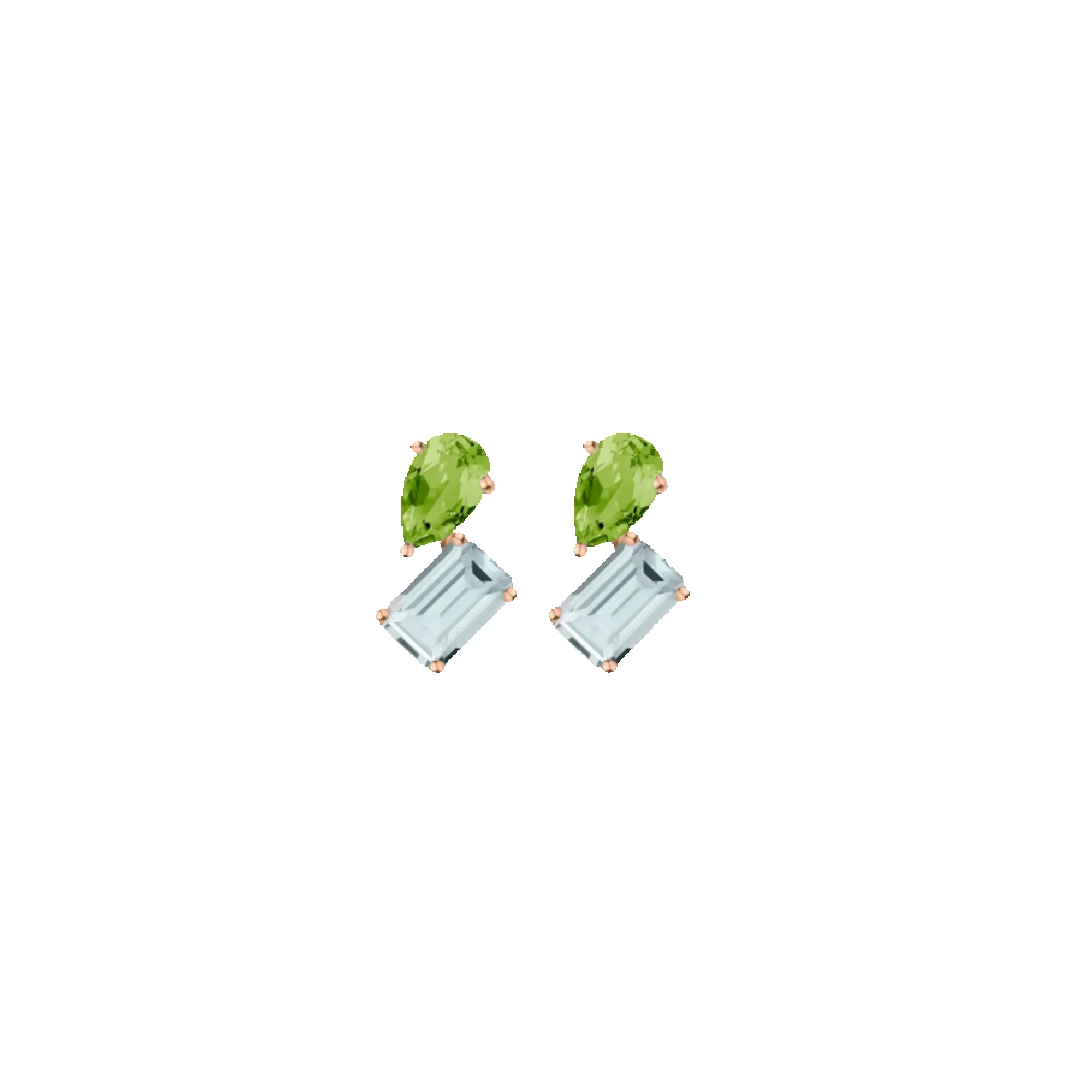 Toi et Moi Gemstone Mini Heirloom Earring - Aquamarine & Green Peridot sold by Aurate