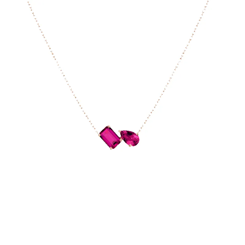 Toi et Moi Gemstone Mini Heirloom Necklace  - Red Ruby & Red Ruby made by Aurate