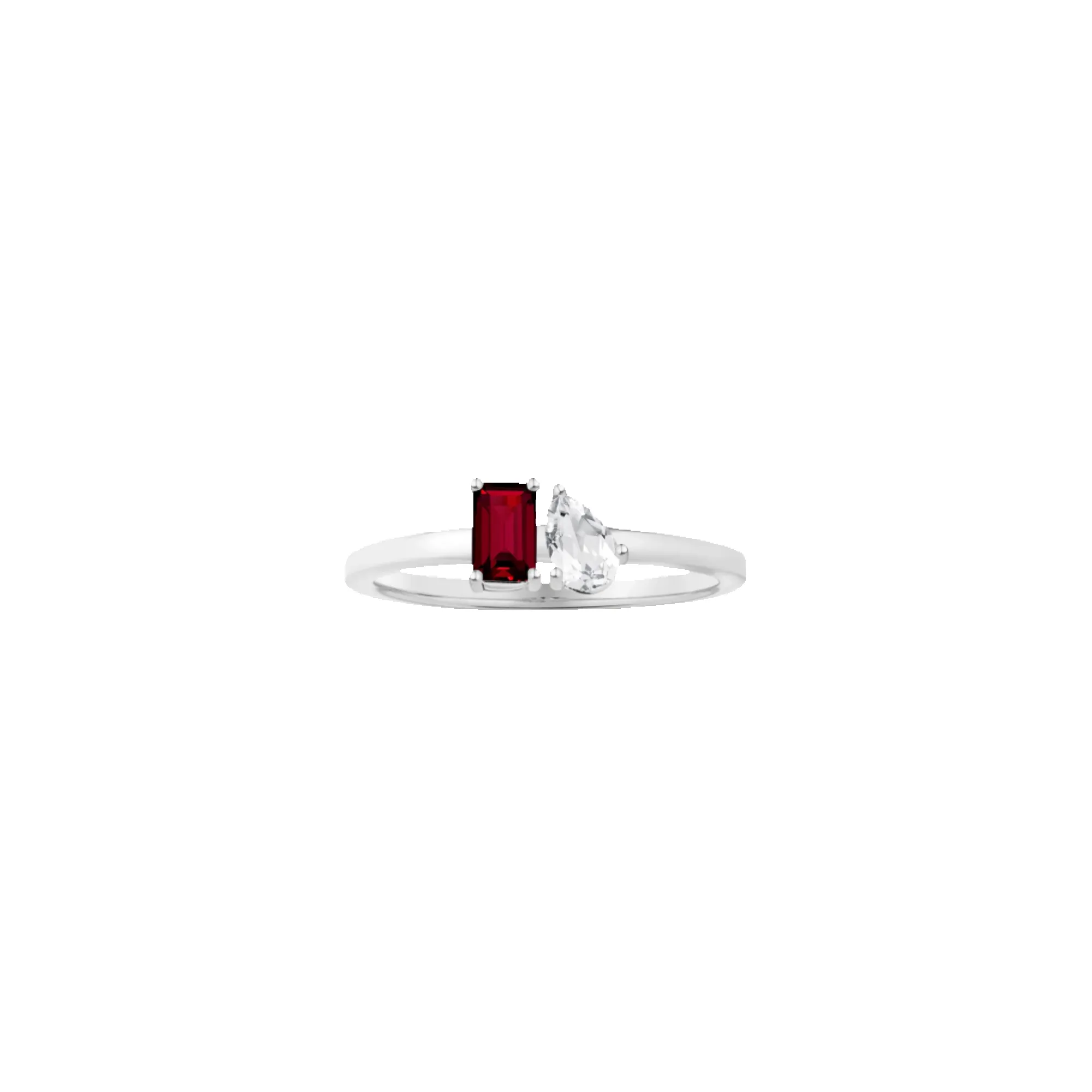 Toi et Moi Gemstone Mini Classic Ring - Red Garnet & White Topaz sold by Aurate