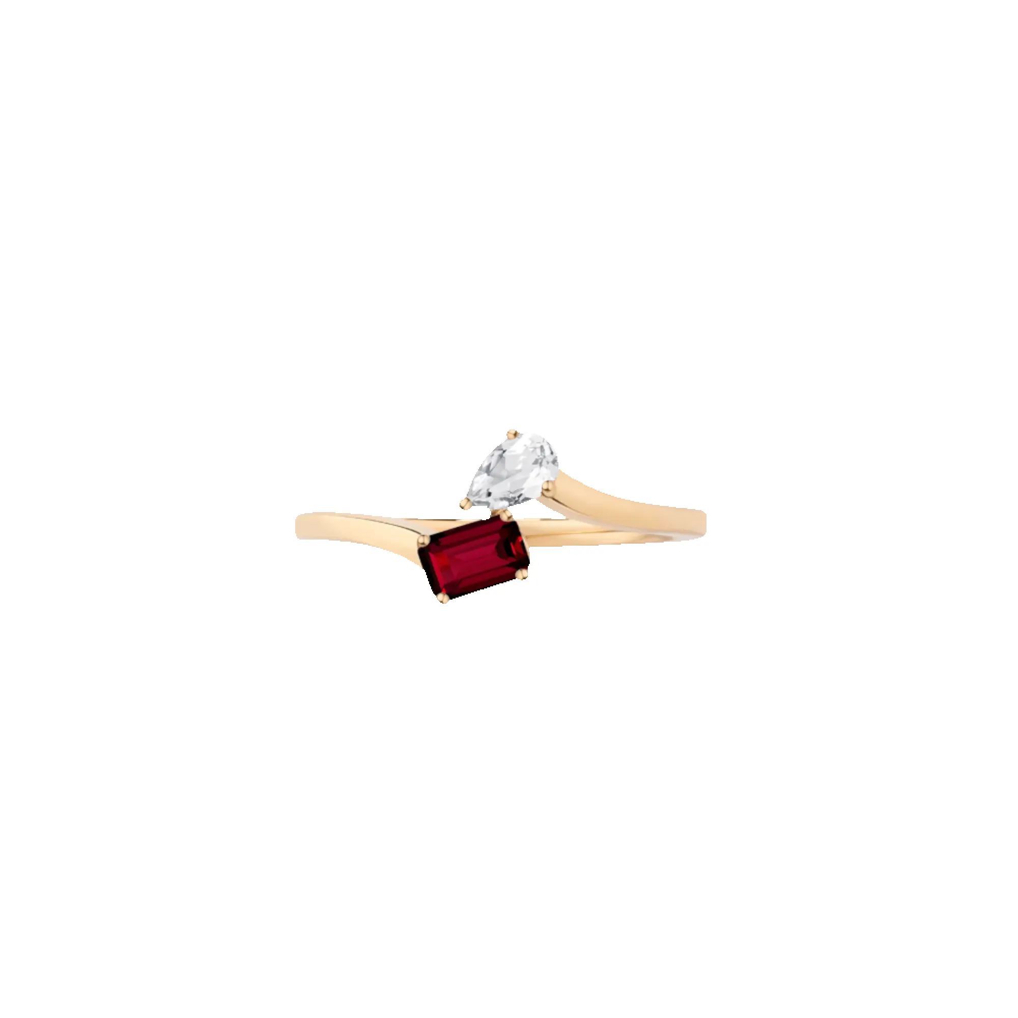 Toi et Moi Gemstone Mini Heirloom Ring - Red Garnet & White Topaz sold by Aurate