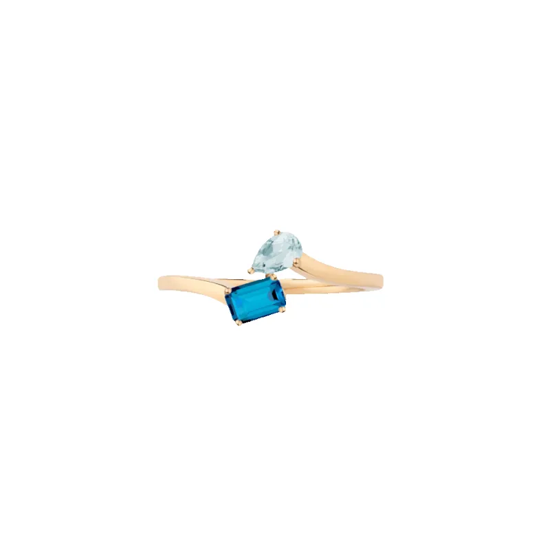 Toi et Moi Gemstone Mini Heirloom Ring  - London Blue Topaz & Aquamarine made by Aurate