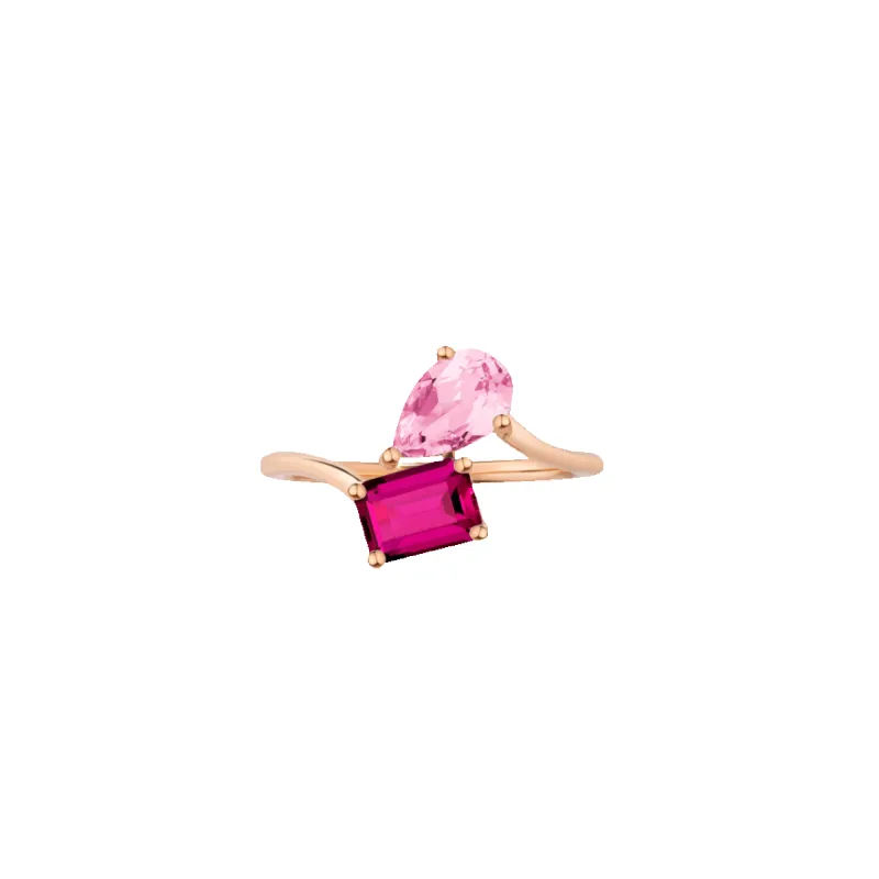 Toi et Moi Gemstone Heirloom Ring  - Red Ruby & Pink Tourmaline made by Aurate