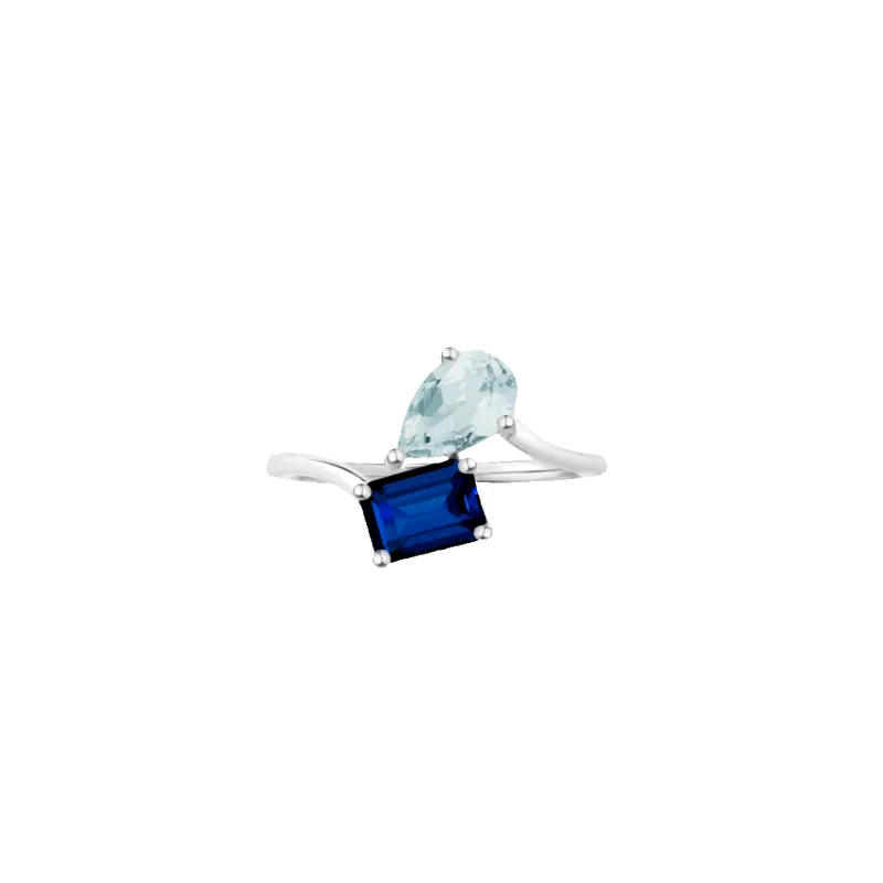 Toi et Moi Gemstone Heirloom Ring  - Blue Sapphire & Aquamarine sold by Aurate
