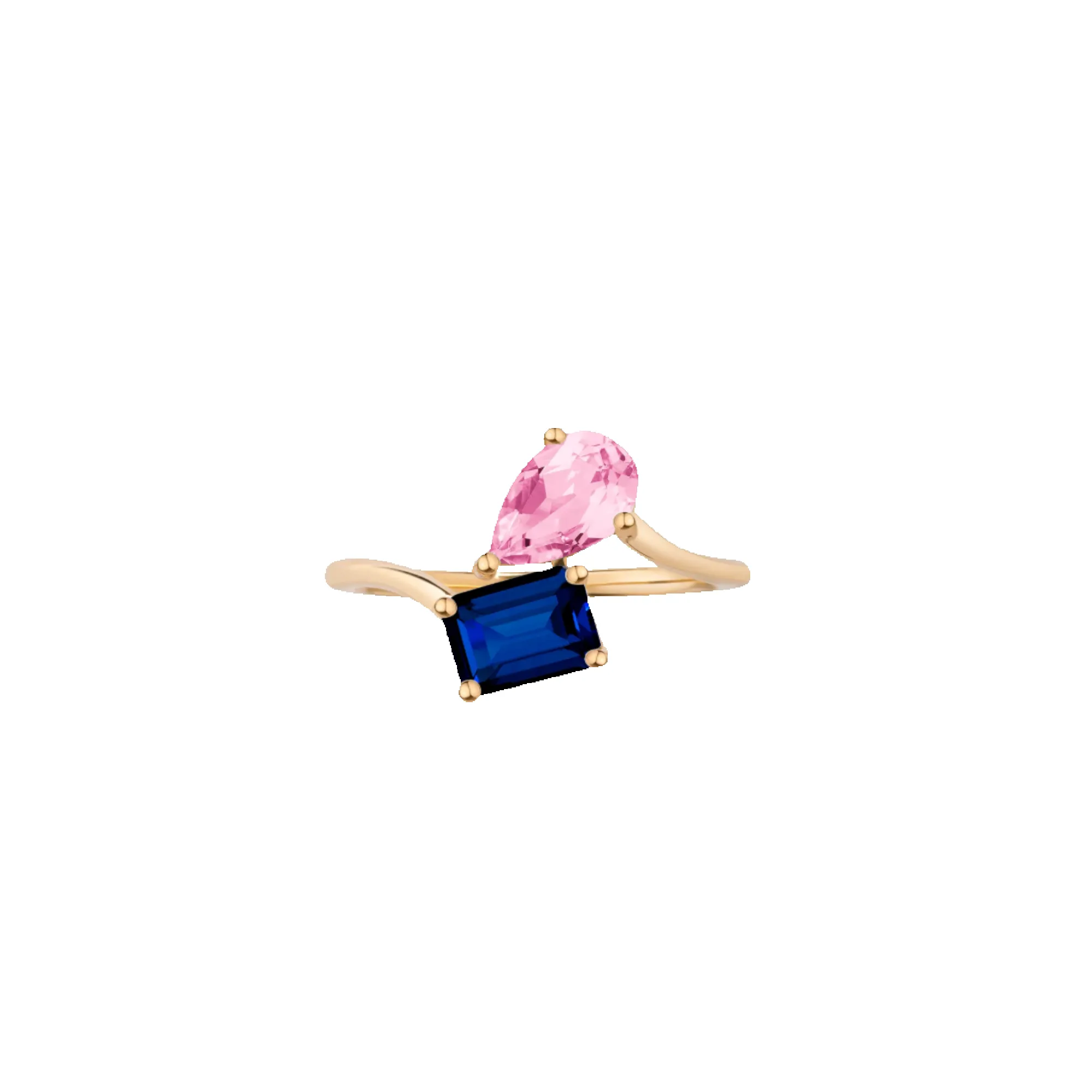 Toi et Moi Gemstone Heirloom Ring - Blue Sapphire & Pink Tourmaline sold by Aurate