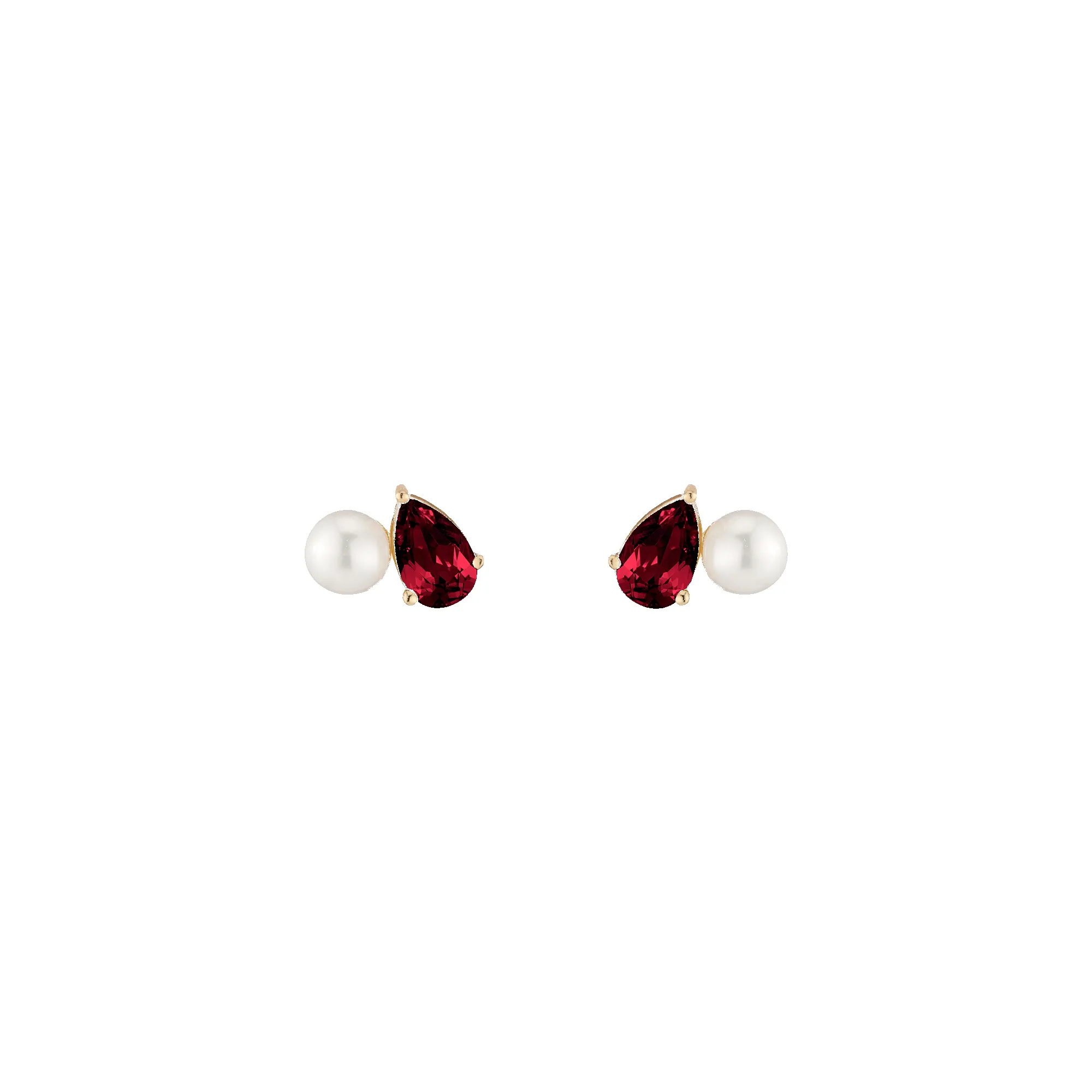 Pearl Toi et Moi Earrings - Red Garnet sold by Aurate
