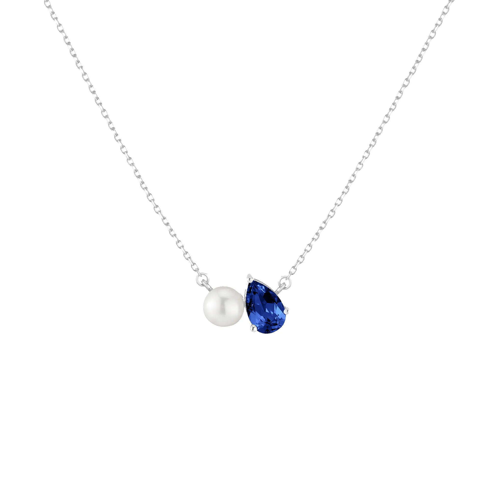 Pearl Toi et Moi Necklace - Blue Sapphire sold by Aurate product image thumbnail 2