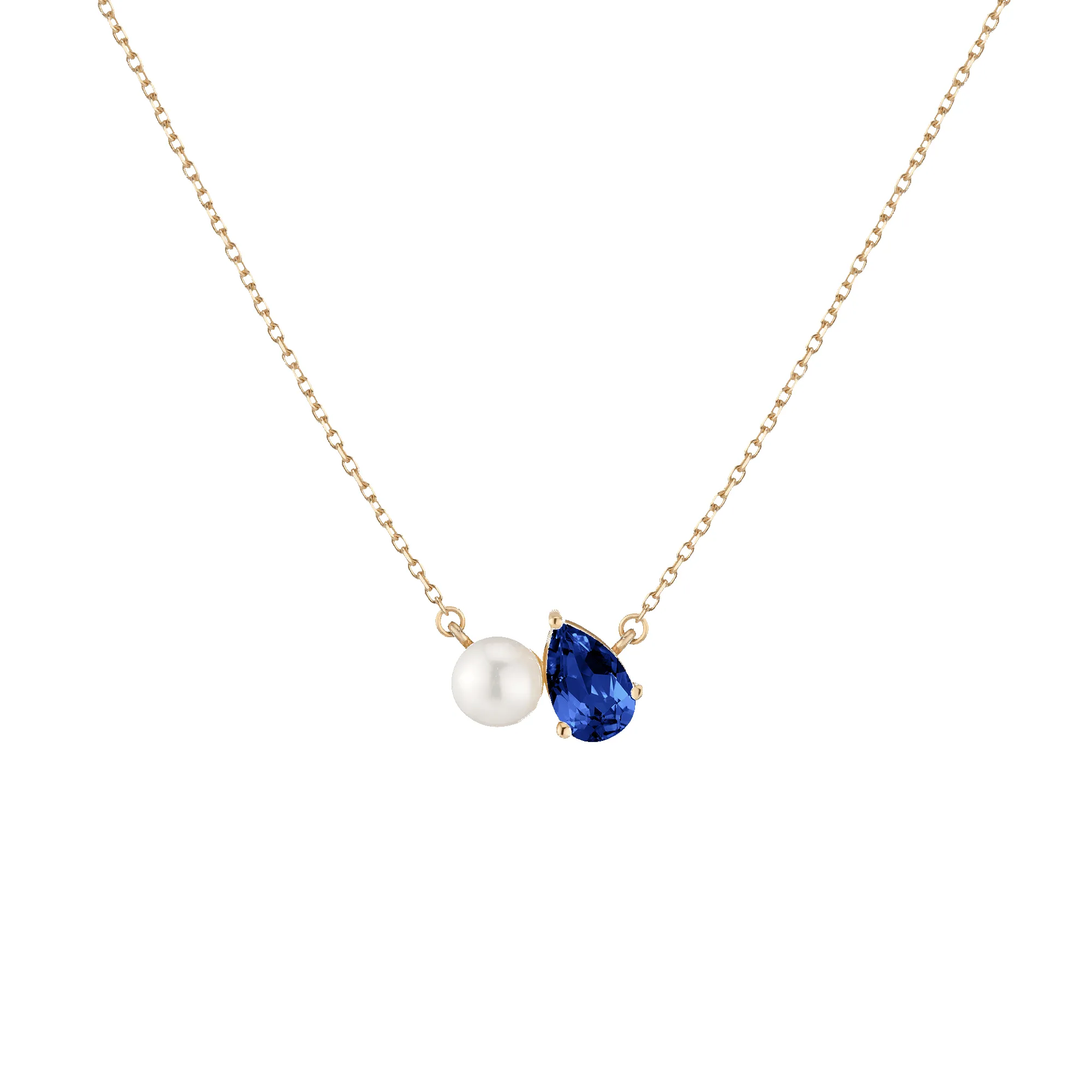Pearl Toi et Moi Necklace - Blue Sapphire sold by Aurate