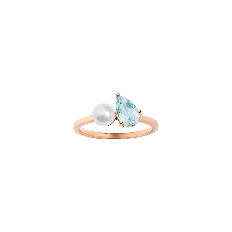 Pearl Toi et Moi Ring  - Aquamarine made by Aurate
