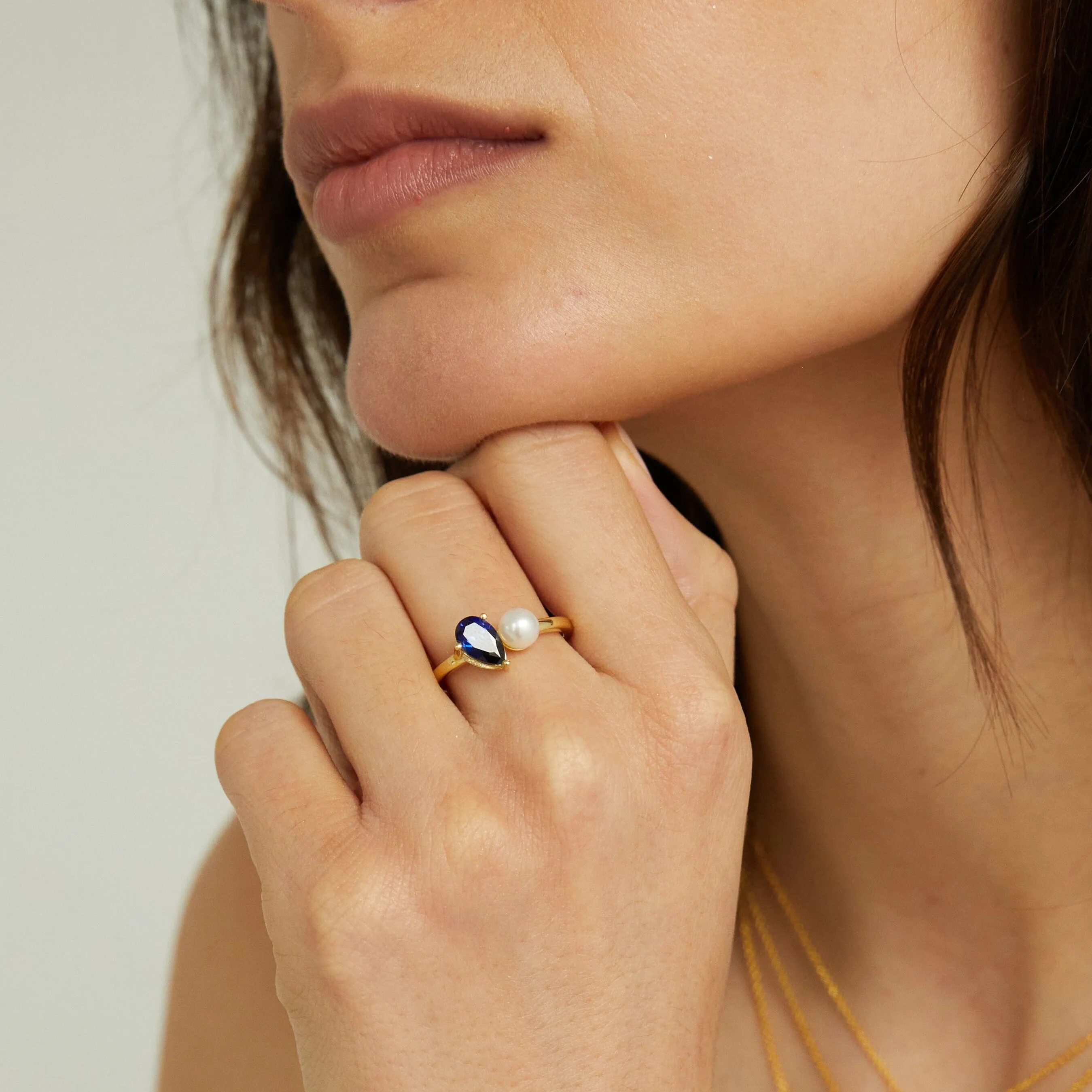 Pearl Toi et Moi Ring - Red Garnet sold by Aurate product image thumbnail 3