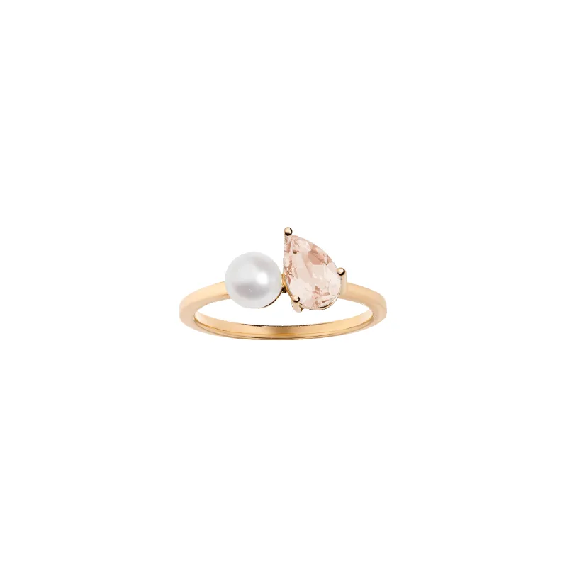 Pearl Toi et Moi Ring  - Pink Morganite made by Aurate