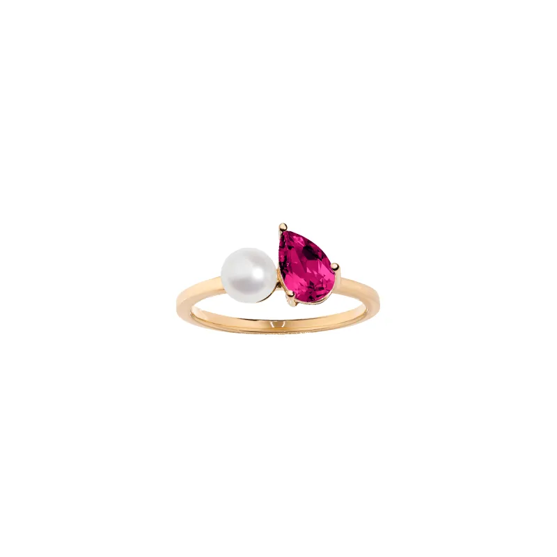Pearl Toi et Moi Ring  - Red Ruby made by Aurate