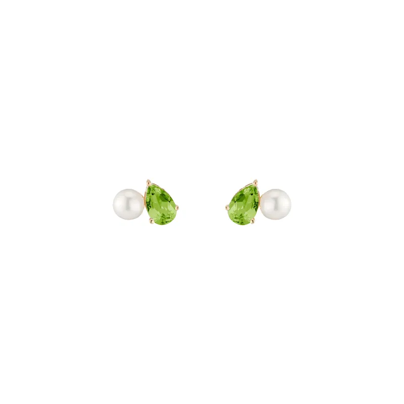 Pearl Toi et Moi Earrings - Green Peridot sold by Aurate